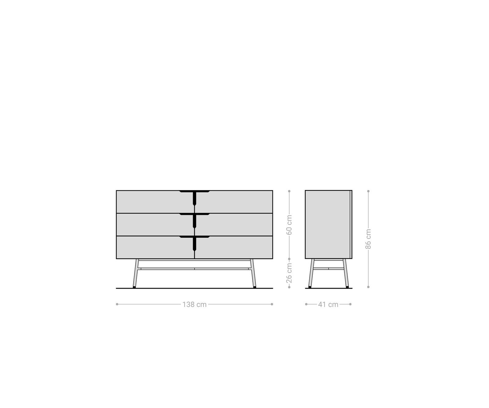 Sideboard Mikkusu 140 cm Bambus Natur Mango Schwarz 6 Schubladen Metall Schwarz 6