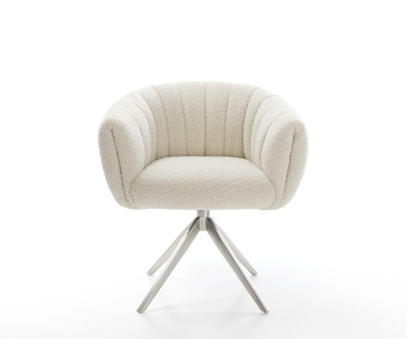 Drehstuhl Jada-Flex Teddystoff Beige Kreuzgestell breit Edelstahl 360° drehbar Wippfunktion Taschenfederkern 2