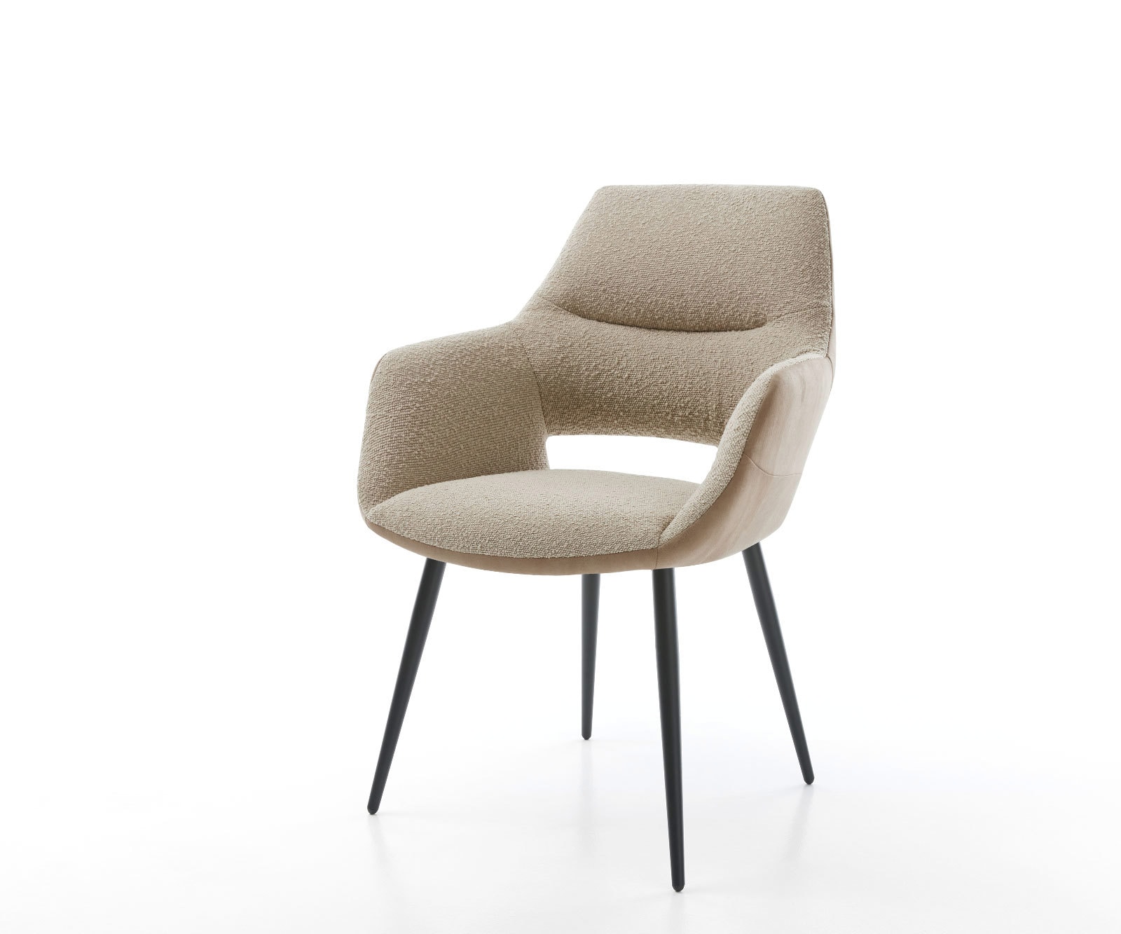 Esszimmerstuhl Yago-Flex mit Armlehnen Materialmix Schlamm 4-Fuß konisch Schwarz Taschenfederkern Esszimmerstuhl Yago-Flex mit Armlehnen Materialmix Schlamm 4-Fuß konisch Schwarz Taschenfederkern