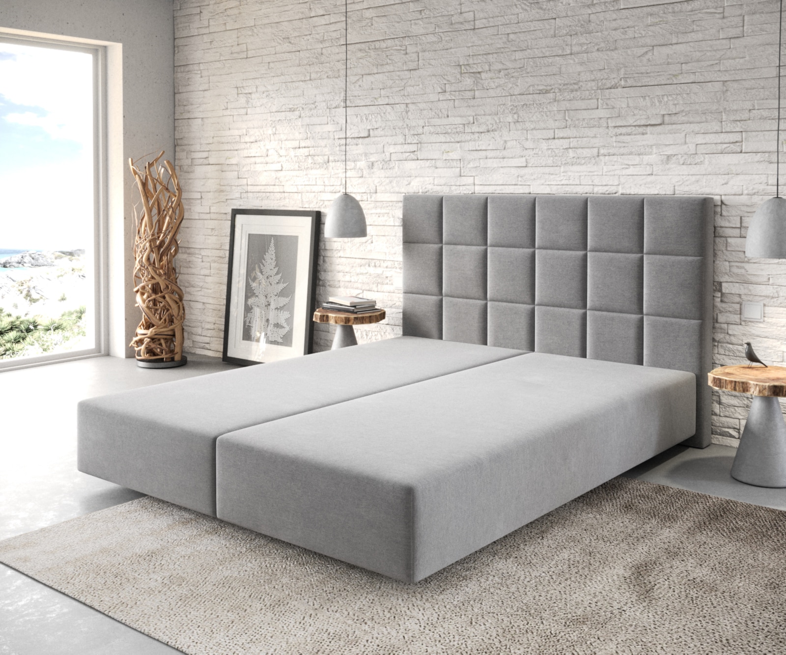 Boxspringgestell Dream-Fine 160x200 cm Mikrofaser Grau Boxspringgestell Dream-Fine 160x200 cm Mikrofaser Grau
