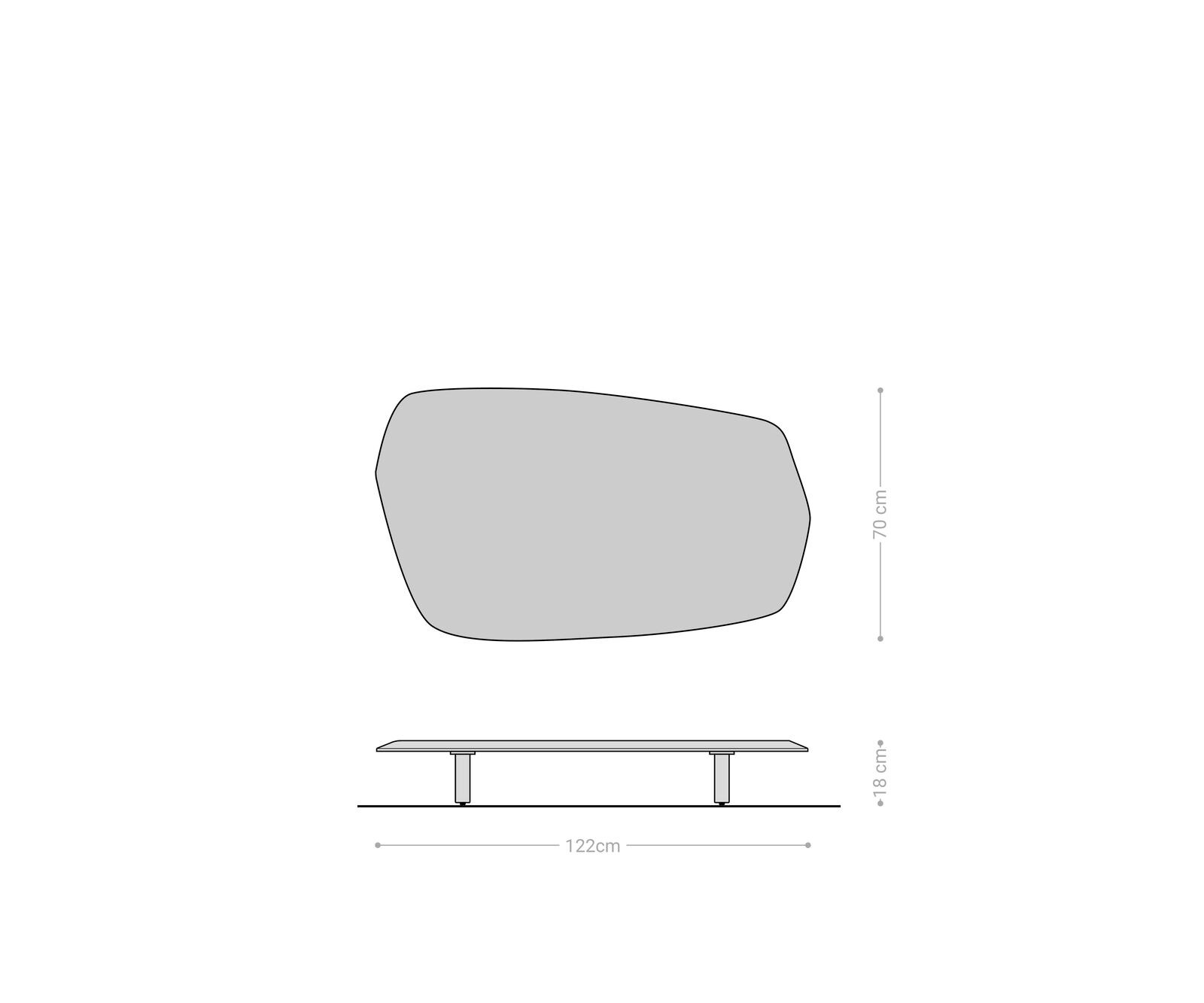 Couchtisch Nagaru 120x70 cm Akazie Aura L-Fuß Edelstahl 5