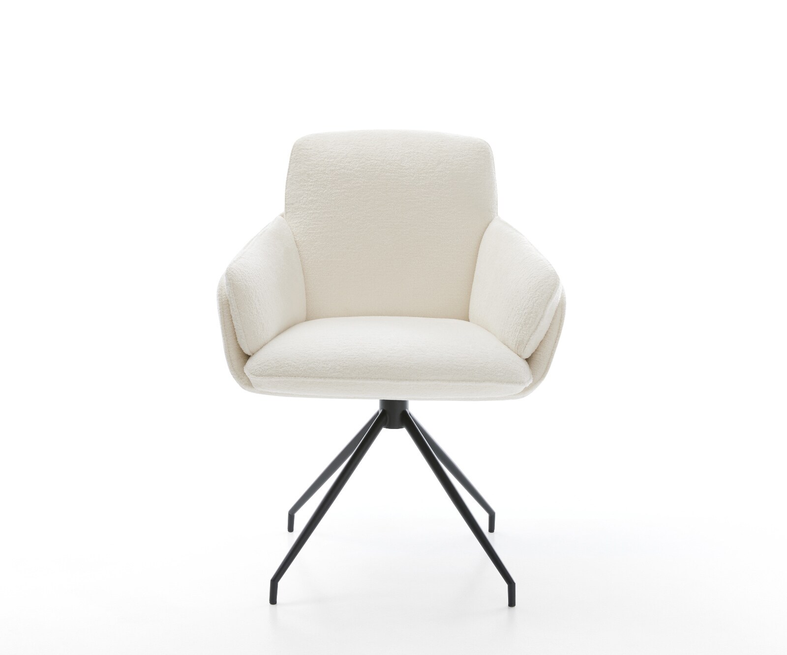 Esszimmerstuhl Luan-Flex mit Armlehnen Bouclé Soft Beige Kreuzgestell konisch Schwarz 1