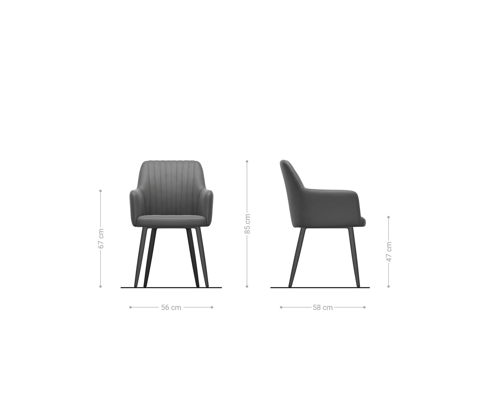 Esszimmerstuhl Greg-Flex Echt-Leder Schlamm 4-Fuß konisch Schwarz Taschenfederkern 6