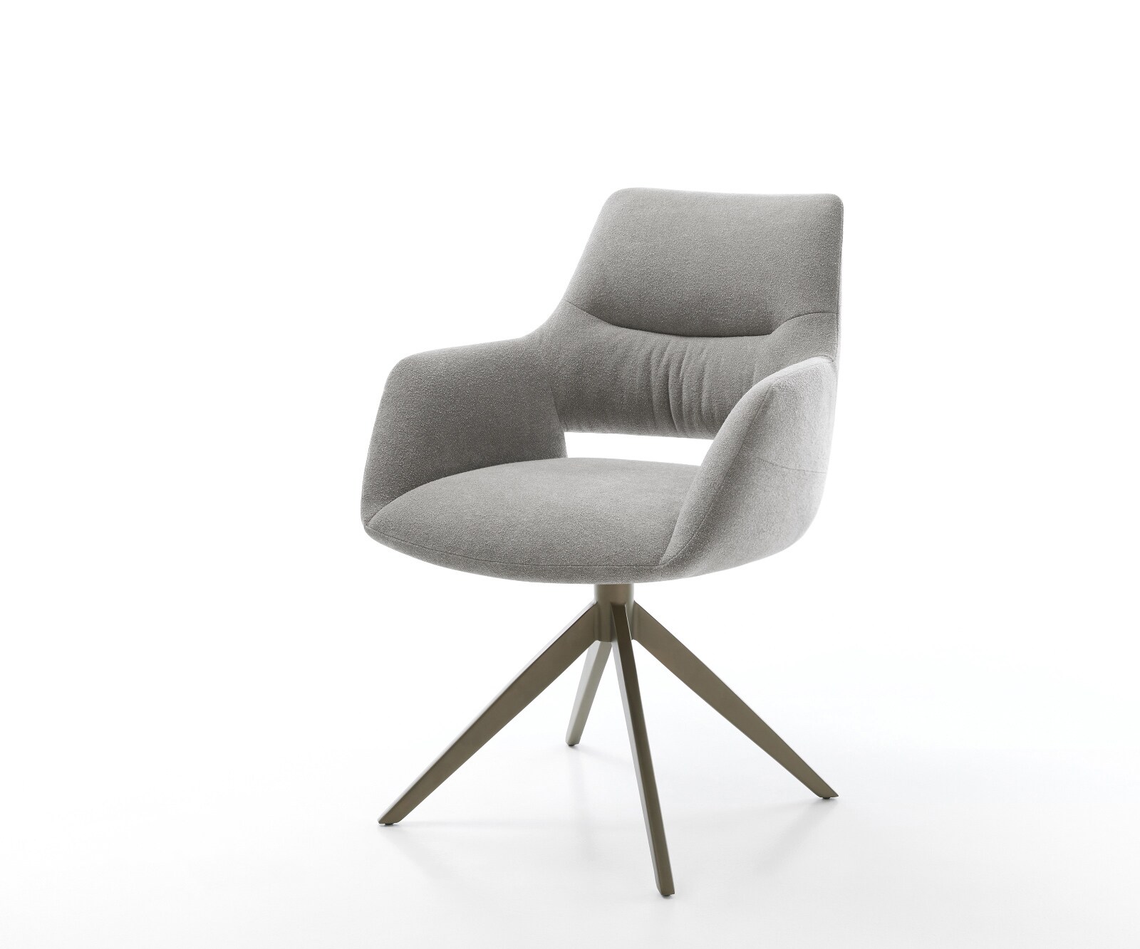 Drehstuhl Yago-Flex mit Armlehnen Strukturstoff Soft Grau Kreuzgestell brei günstig online kaufen