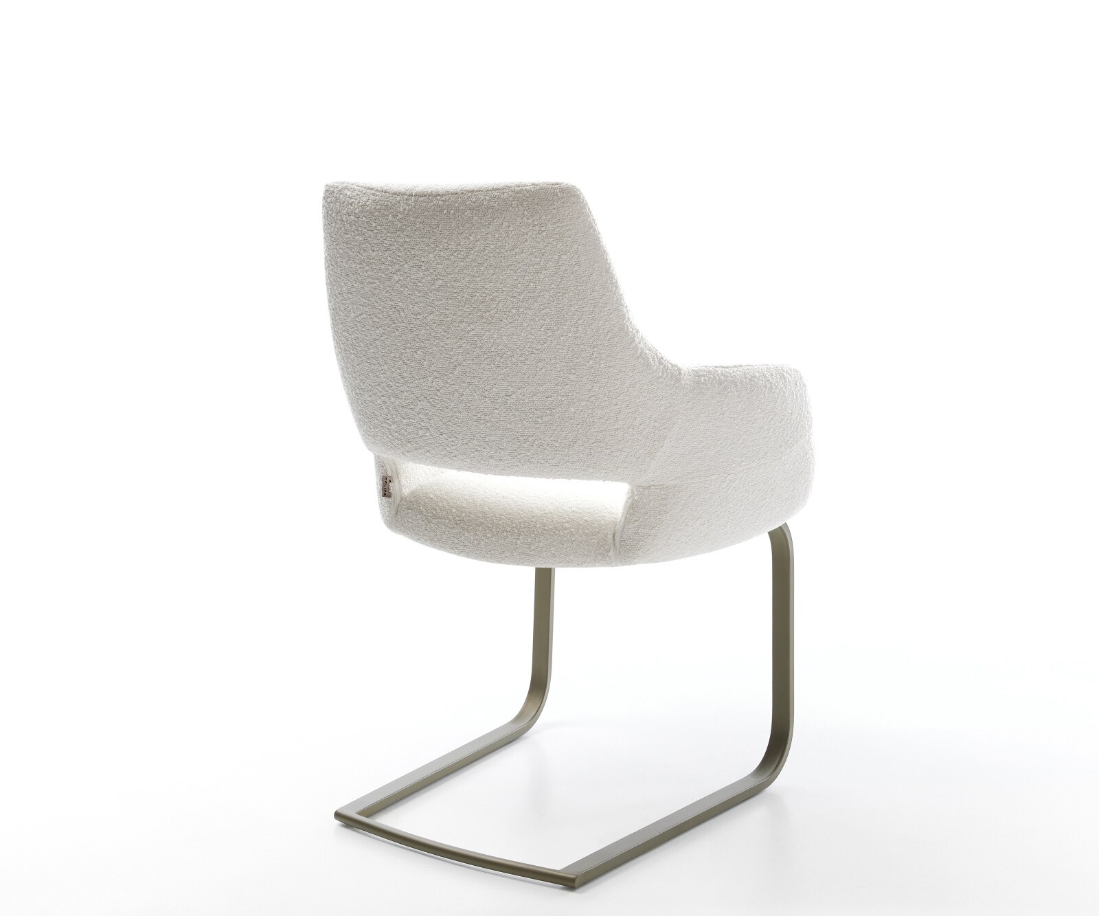 Freischwinger Yago-Flex mit Armlehnen Bouclé Creme-Weiß Freischwinger flach Effektfinish Titan Taschenfederkern 4