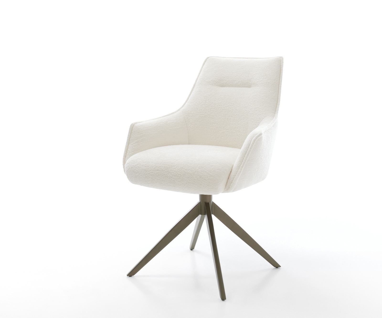 Drehstuhl Alja-Flex mit Armlehnen Bouclé Soft Beige Kreuzgestell breit Effektfinish Titan 360° drehbar Wippfunktion Taschenfederkern