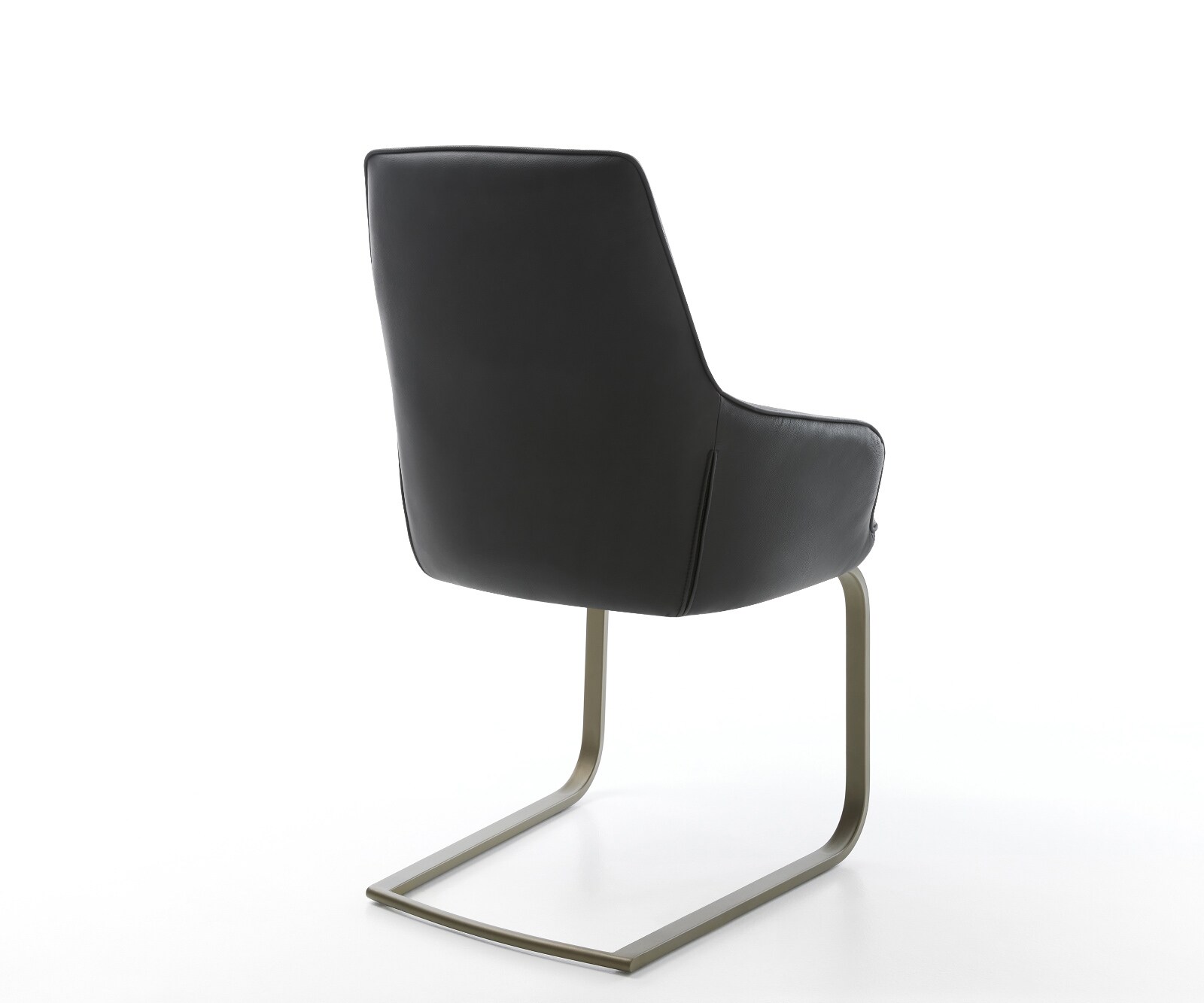 Freischwinger Zelia-Flex mit Armlehnen Echt-Leder Schwarz Freischwinger flach Effektfinish Titan Taschenfederkern 5