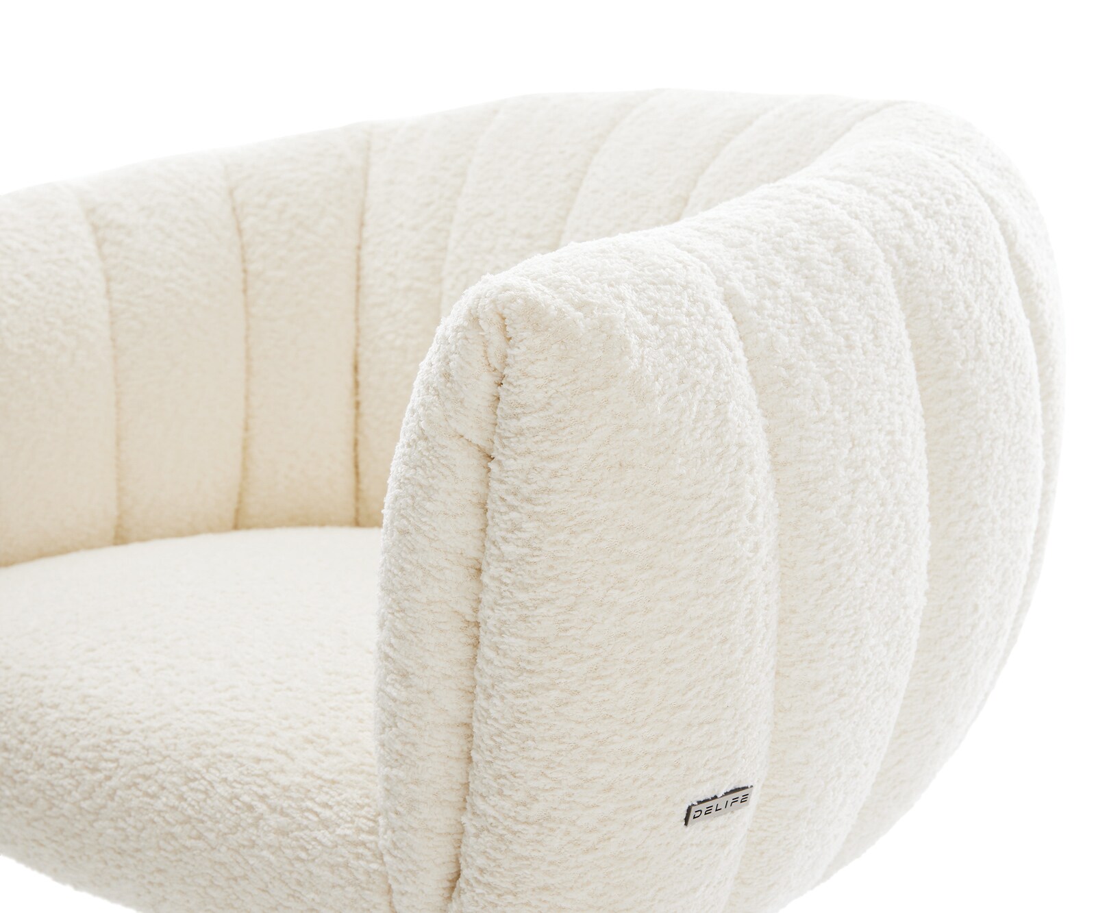 Drehstuhl Jada-Flex Bouclé Weiß Fußkreuz Weiß 360° drehbar Wippfunktion Taschenfederkern 4