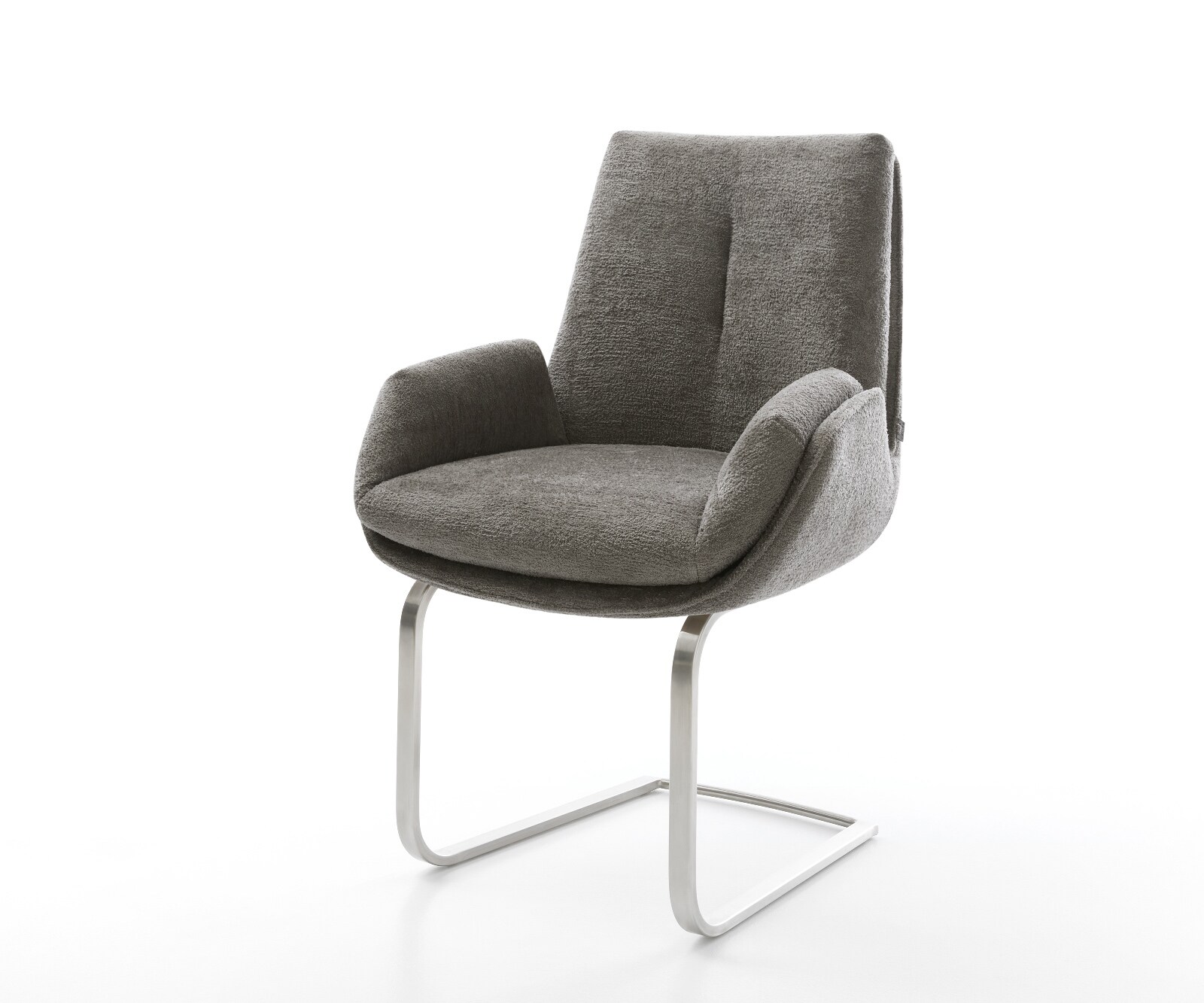 Freischwinger Clea-Flex Bouclé Soft Schlamm Freischwinger flach Edelstahl günstig online kaufen