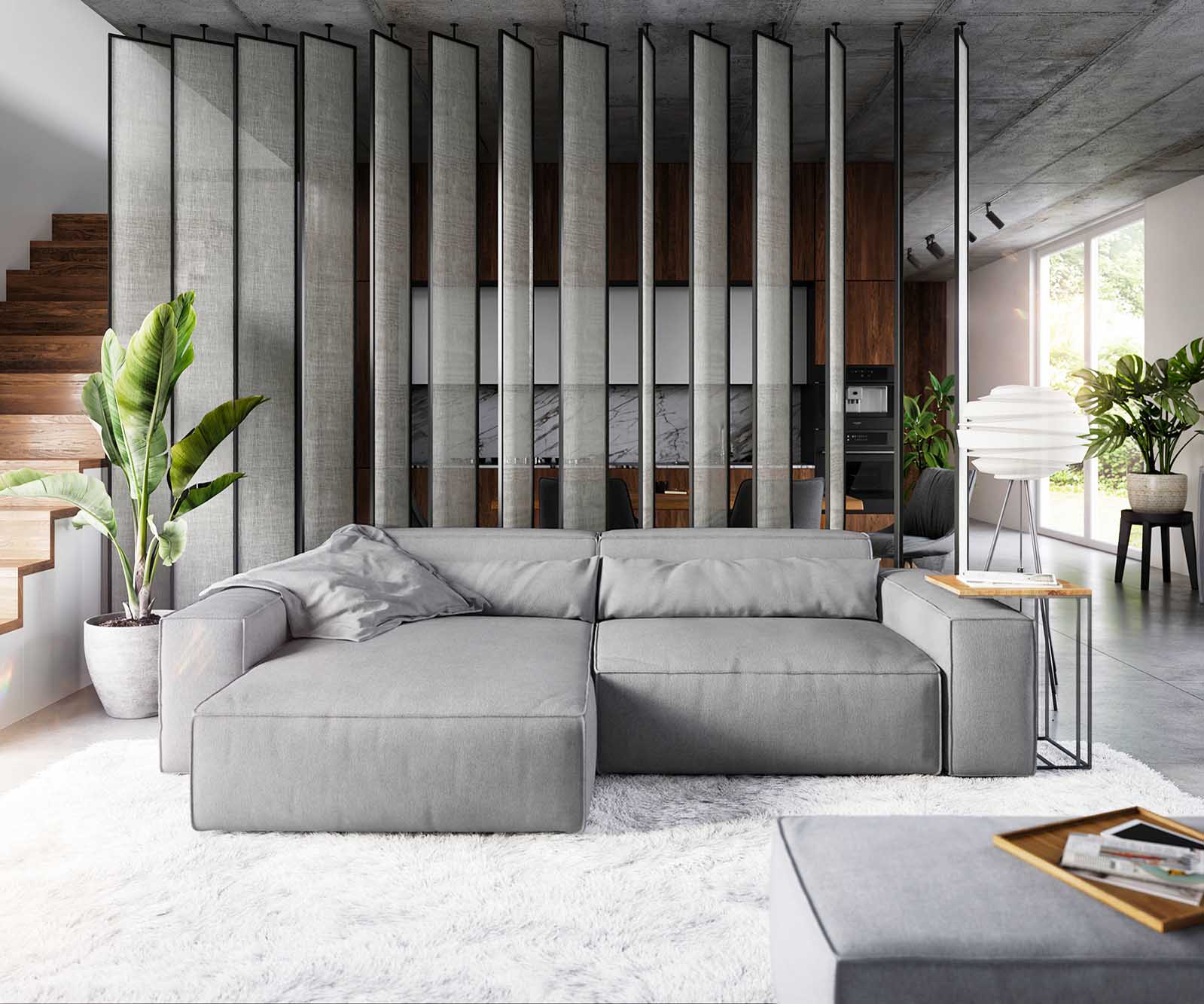 Ecksofa Sirpio XL 270x170 cm Mikrofaser Grau Recamiere variabel mit Hocker Ecksofa Sirpio XL 270x170 cm Mikrofaser Grau Recamiere variabel mit Hocker