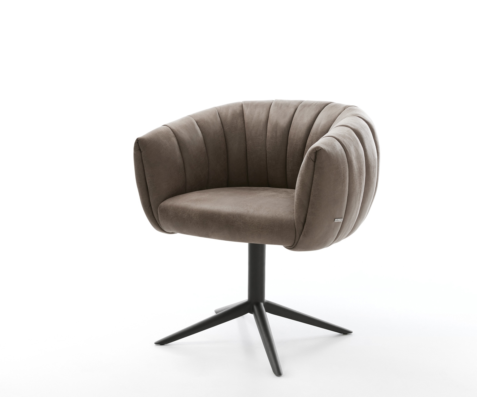 Drehstuhl Jada-Flex Mikrofaser Taupe Vintage Fußkreuz Schwarz 360° drehbar Wippfunktion Taschenfederkern