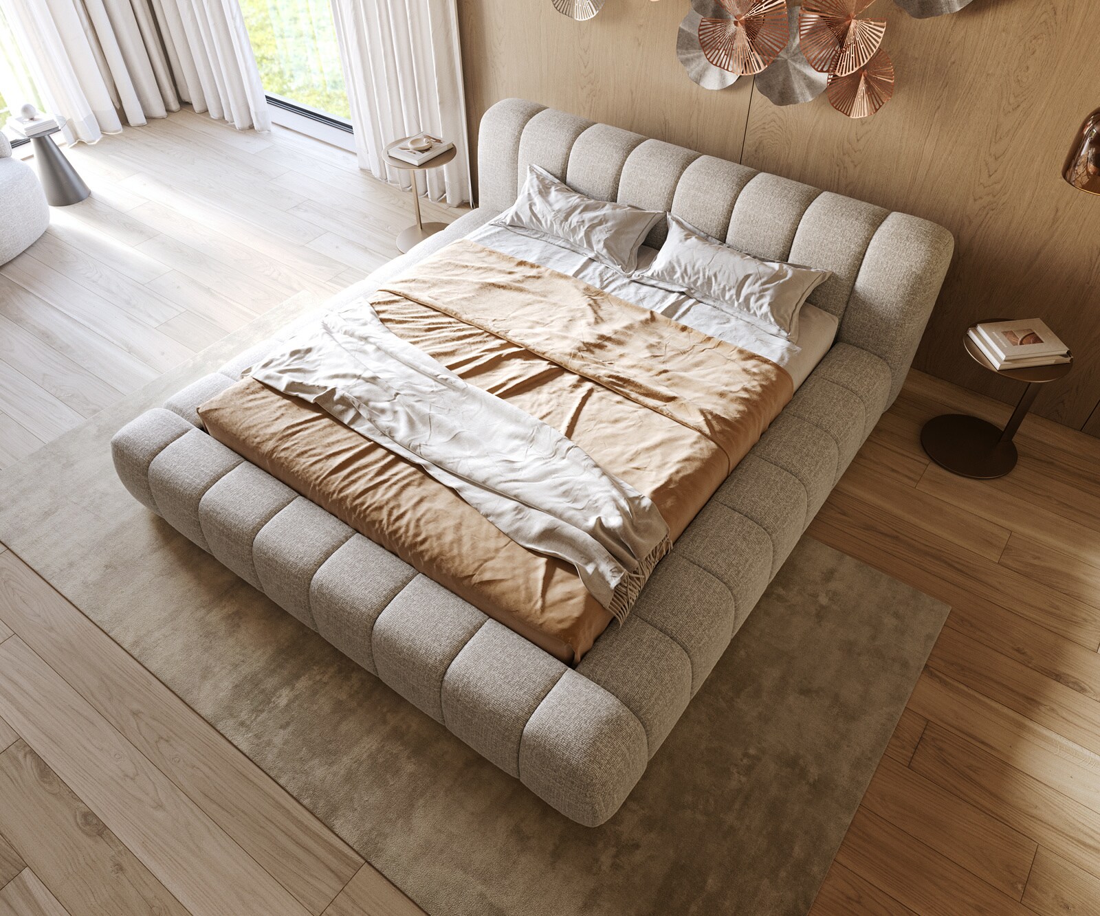 Polsterbettgestell Cutio 180x200 cm Webstoff Soft Beige 1