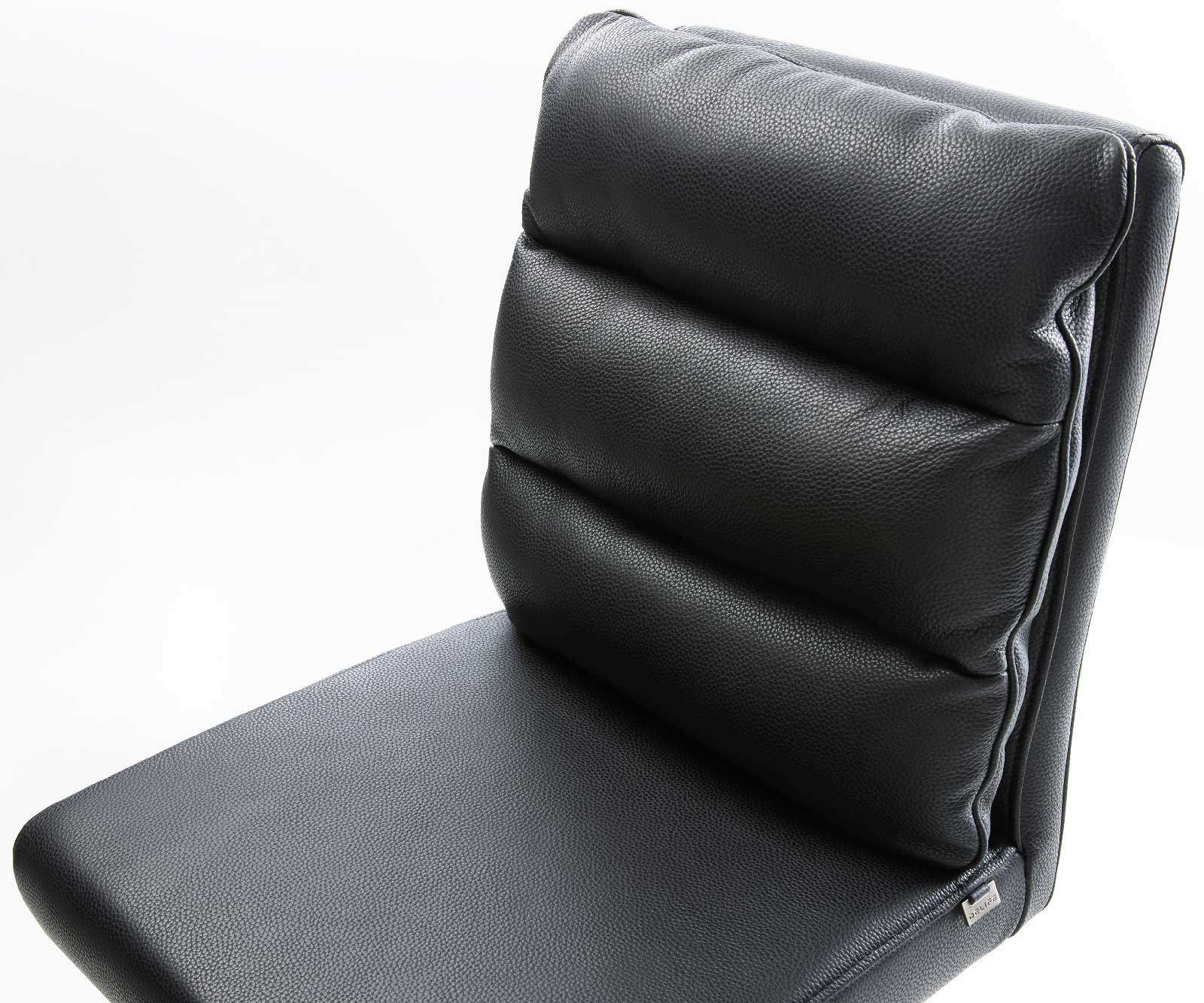 Barstuhl Pela-Flex Echt-Leder Schwarz Freischwinger flach Edelstahl 4