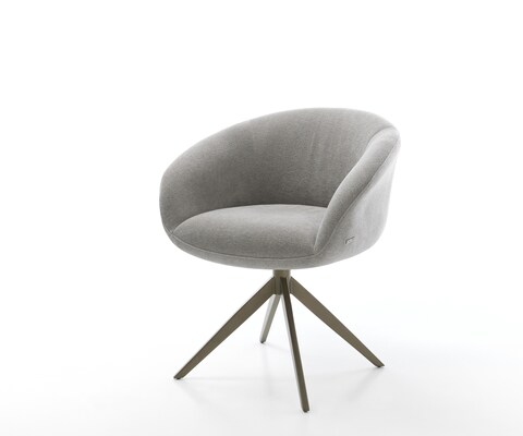Drehstuhl Vinka-Flex mit Armlehnen Strukturstoff Soft Grau Kreuzgestell breit Effektfinish Titan 360° drehbar Wippfunktion Taschenfederkern