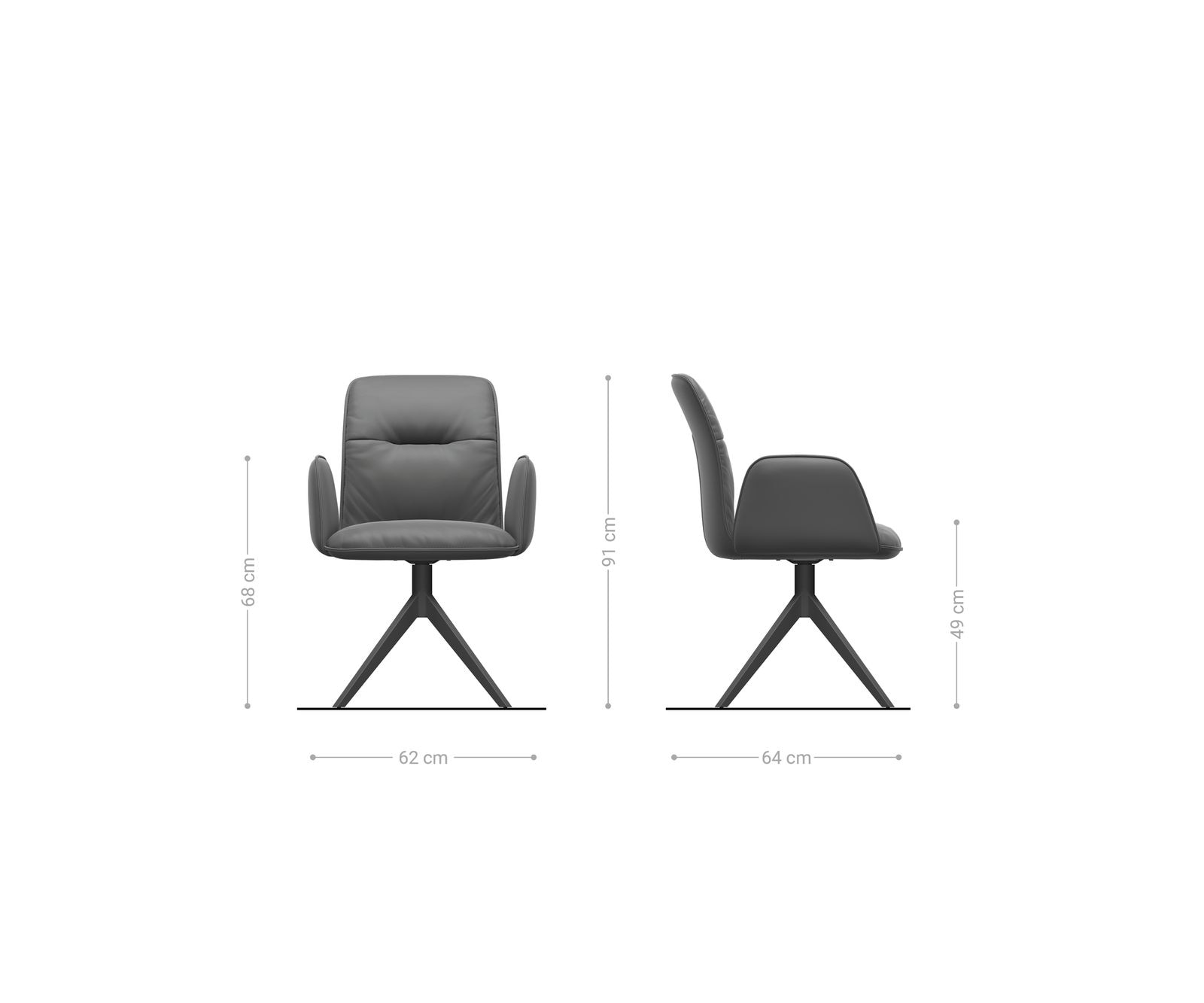 Drehstuhl Vinja-Flex Bouclé Soft Beige Kreuzgestell breit Graphit 360° drehbar Wippfunktion 6