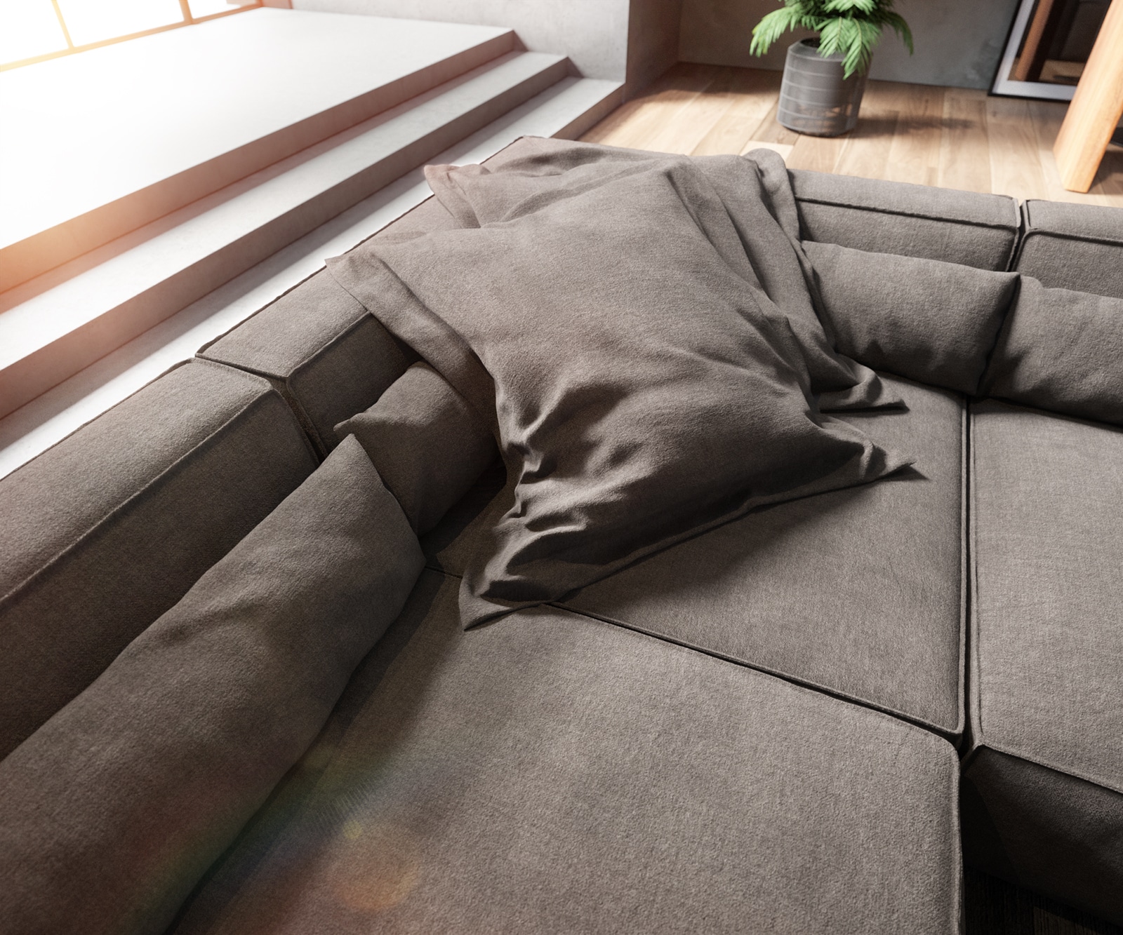 Wohnlandschaft Sirpio XL 360x260 cm Mikrofaser Khakibraun Recamiere variabel 4 Wohnlandschaft Sirpio XL 360x260 cm Mikrofaser Khakibraun Recamiere variabel 4