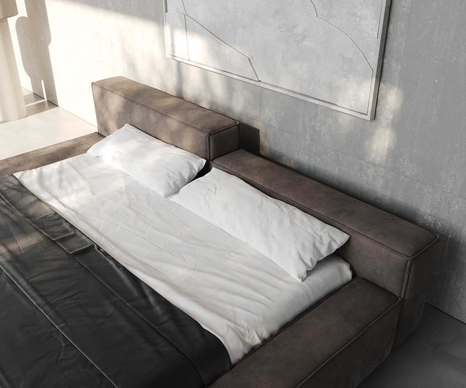 Polsterbettgestell Kalinea 180x200 cm Mikrofaser Taupe Vintage 5