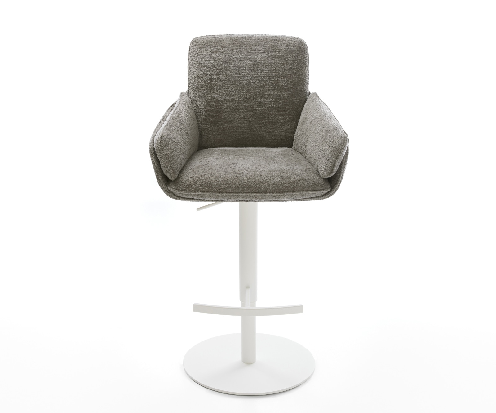 Barstuhl Luan-Flex Bouclé Soft Schlamm Drehfuß höhenverstellbar Metall Weiß 2