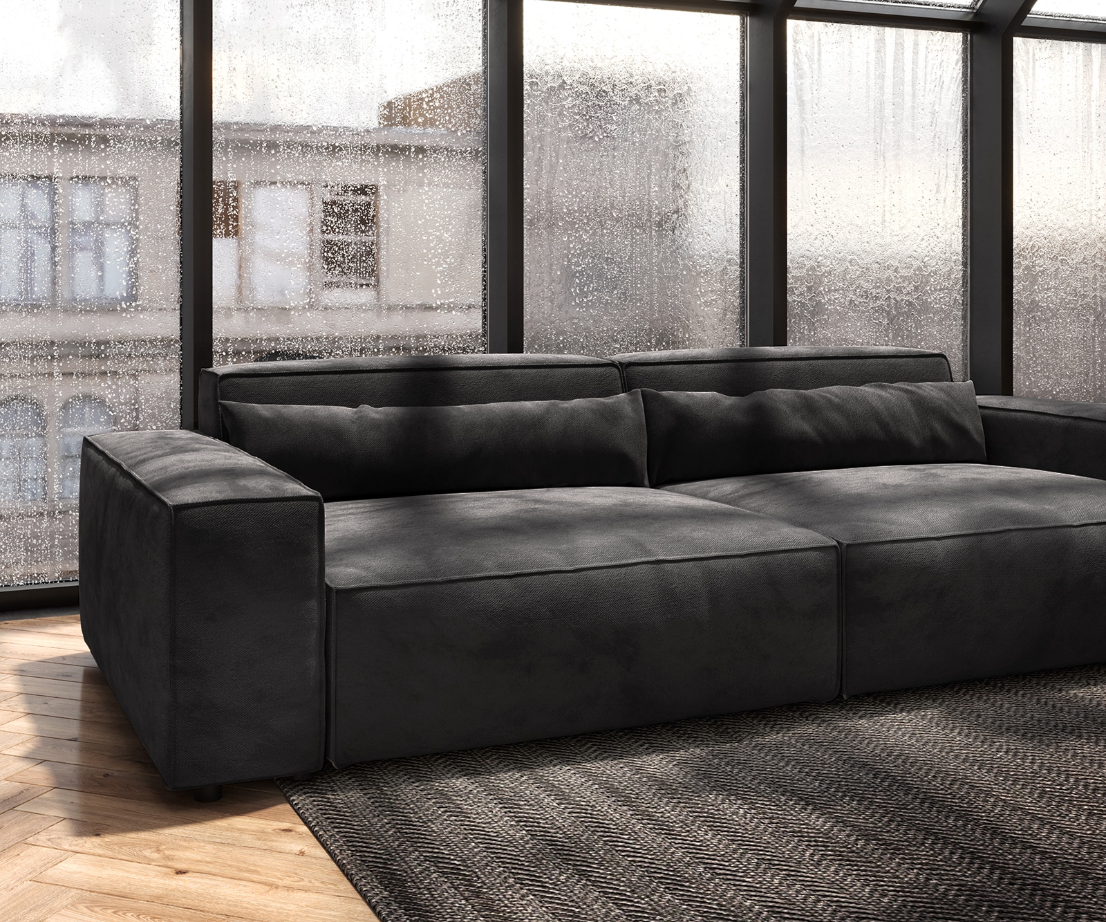 Big-Sofa Sirpio XL 270x130 cm Mikrofaser Schwarz 5 Big-Sofa Sirpio XL 270x130 cm Mikrofaser Schwarz 5