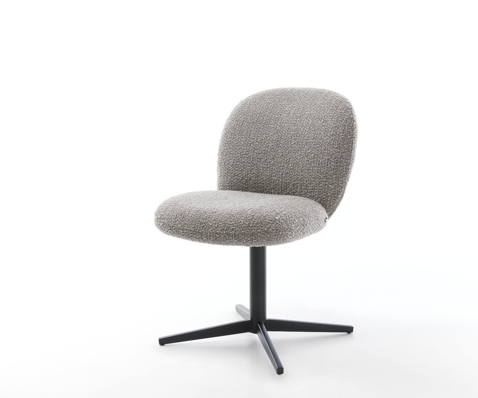 Drehstuhl Nube-Flex Bouclé Silbergrau Fußkreuz Schwarz 360° drehbar Taschenfederkern