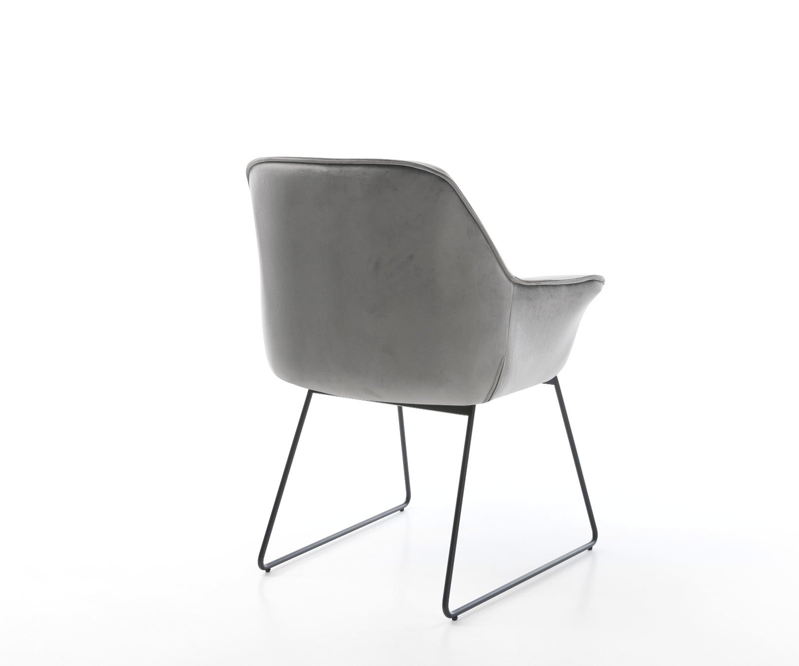 Esszimmerstuhl Keila-Flex mit Armlehnen Samt Grau Kufengestell Schwarz 5 Esszimmerstuhl Keila-Flex mit Armlehnen Samt Grau Kufengestell Schwarz 5