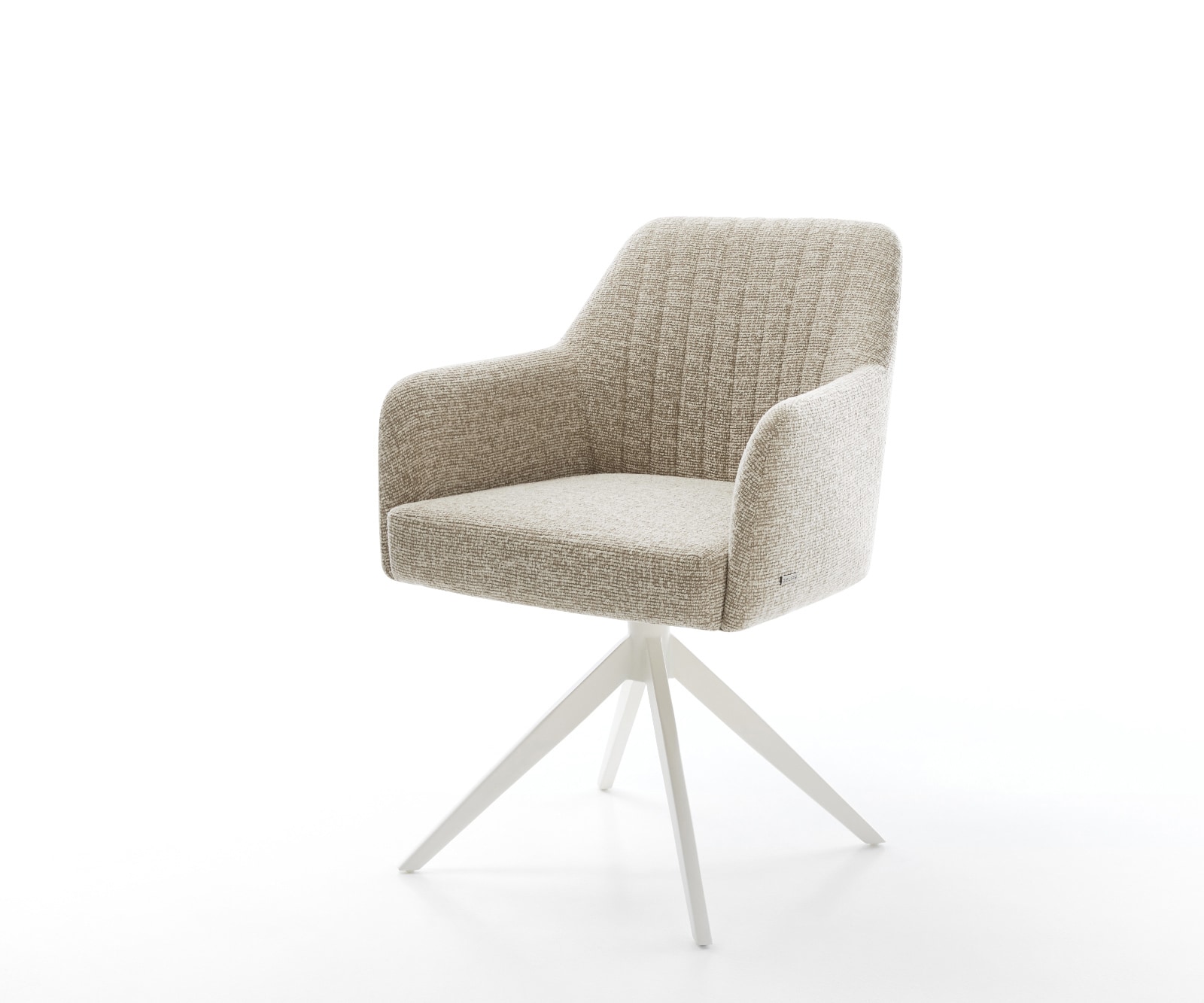 Drehstuhl Greg-Flex Webstoff Soft Beige Kreuzgestell breit Weiß 360° drehbar Wippfunktion Taschenfederkern