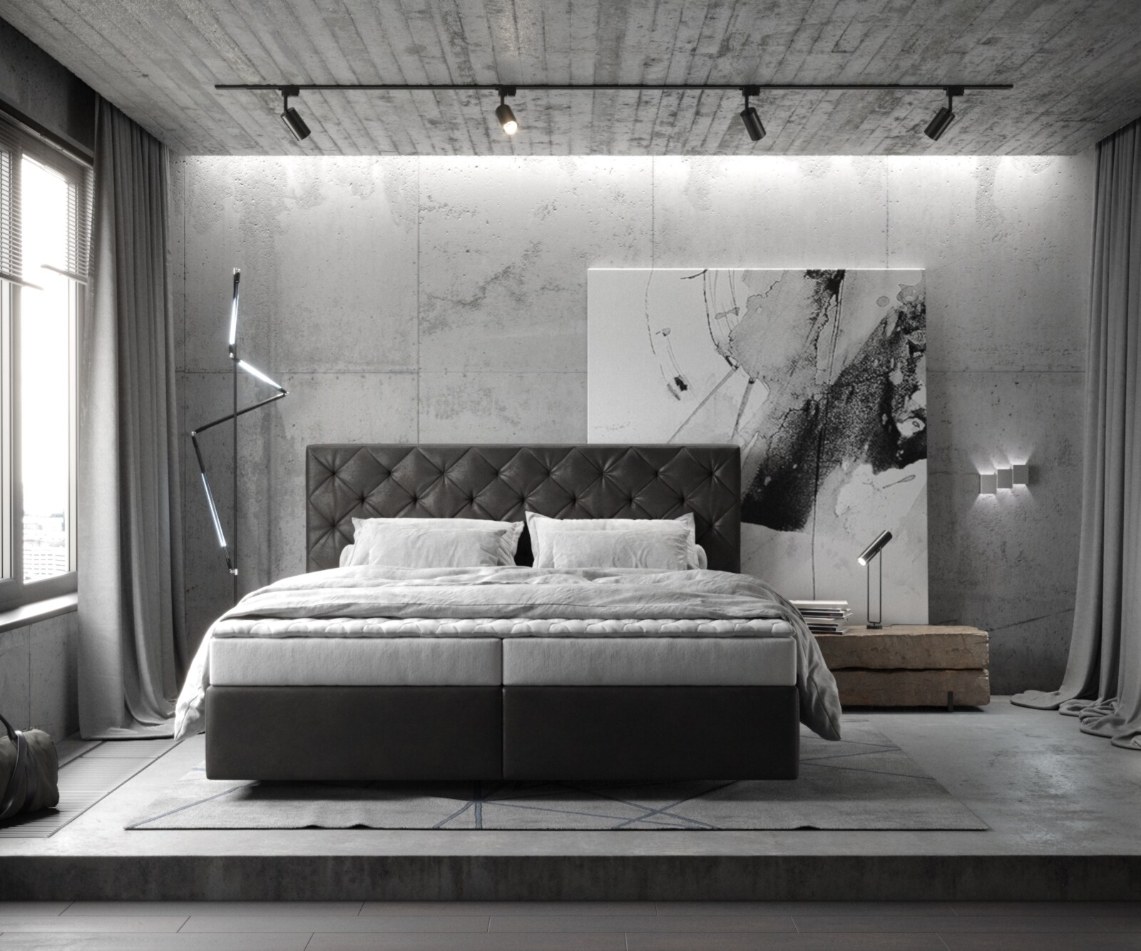 Boxspringbett Dream-Great 180x200 cm Lederimitat Anthrazit mit Matratze und Topper 2