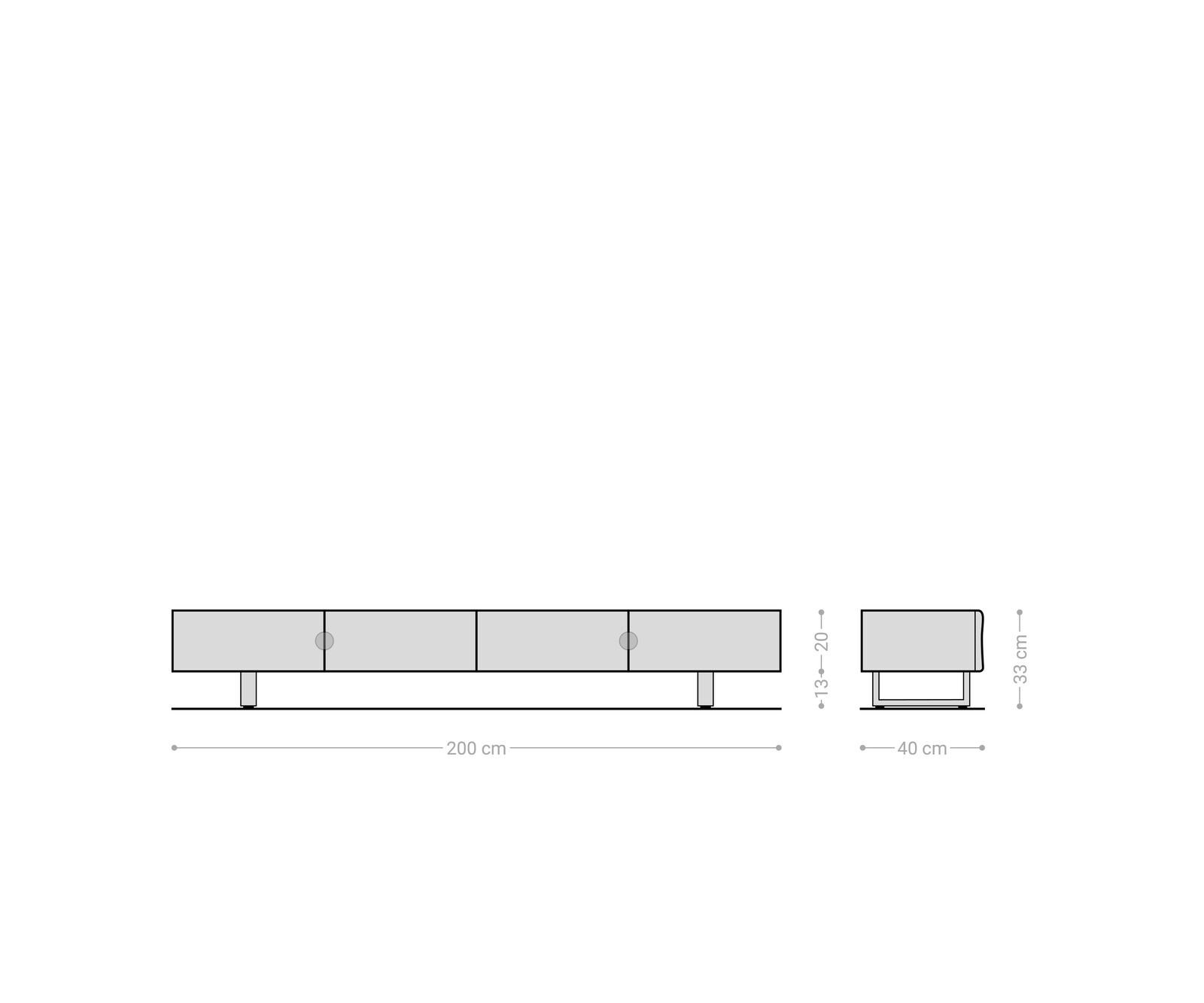 Lowboard New Live-Edge 200 cm Eiche Natur 4 Türen Kufe Metall Schwarz 9