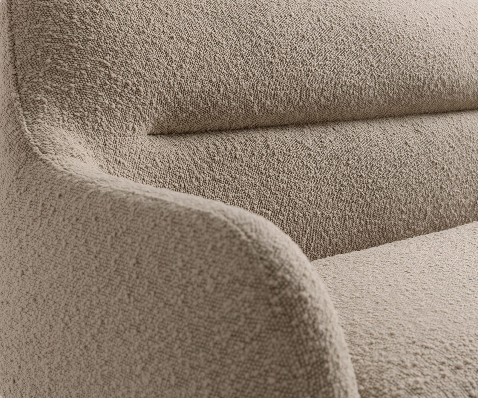 Esszimmerbank Taya-Flex 285x190 cm Bouclé Schlamm Kufengestell flach Schwarz Taschenfederkern Rechts 6