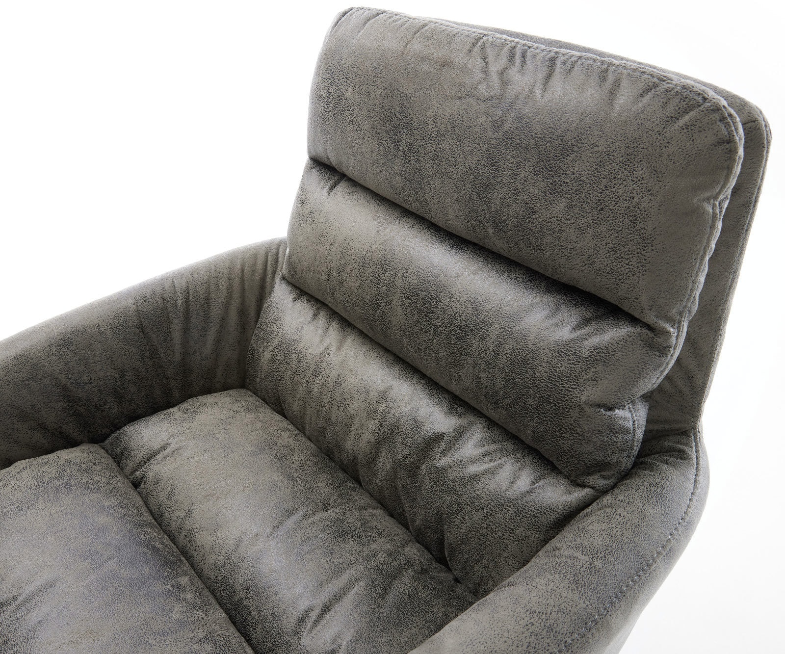 Drehstuhl Abelia-Flex mit Armlehnen Mikrofaser Grau Antik Kreuzgestell breit Edelstahl 360° drehbar Wippfunktion 3