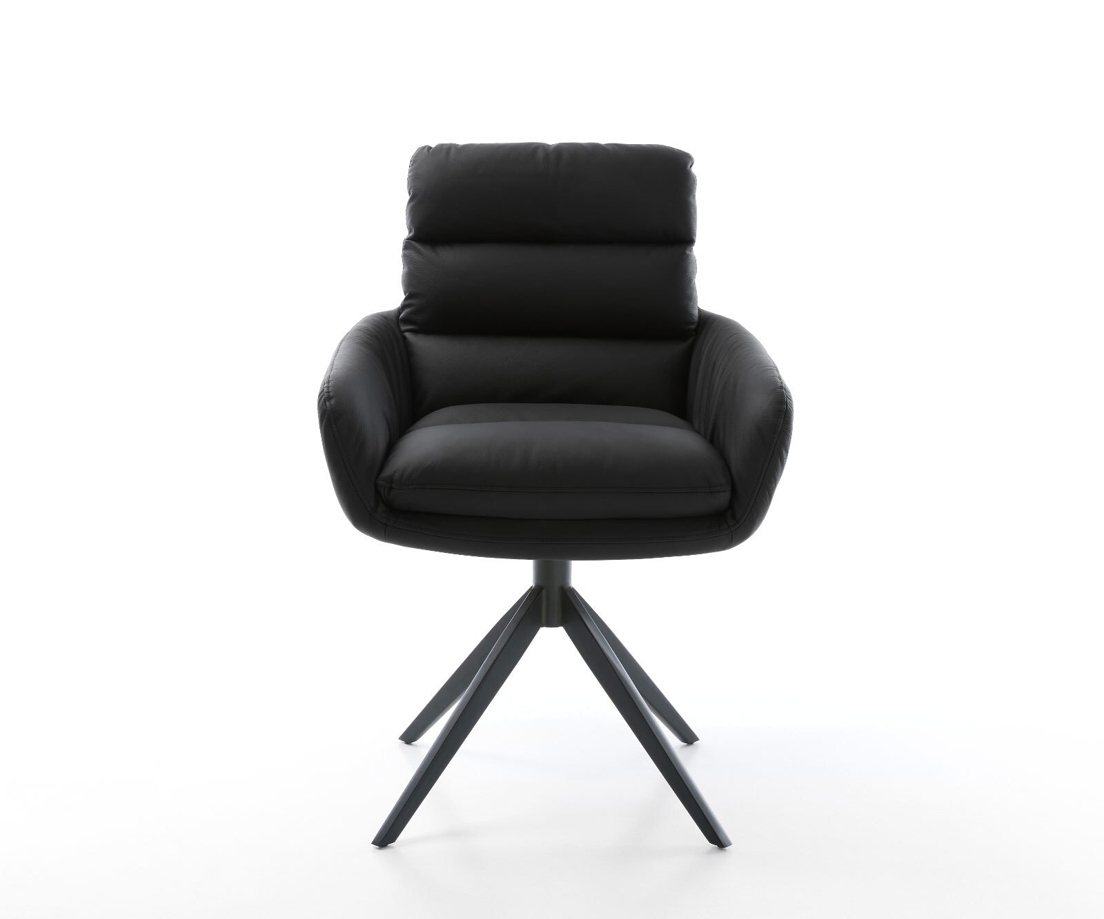 Drehstuhl Abelia-Flex mit Armlehnen Echt-Leder Schwarz Kreuzgestell breit Schwarz 360° drehbar Wippfunktion 1 Drehstuhl Abelia-Flex mit Armlehnen Echt-Leder Schwarz Kreuzgestell breit Schwarz 360° drehbar Wippfunktion 1