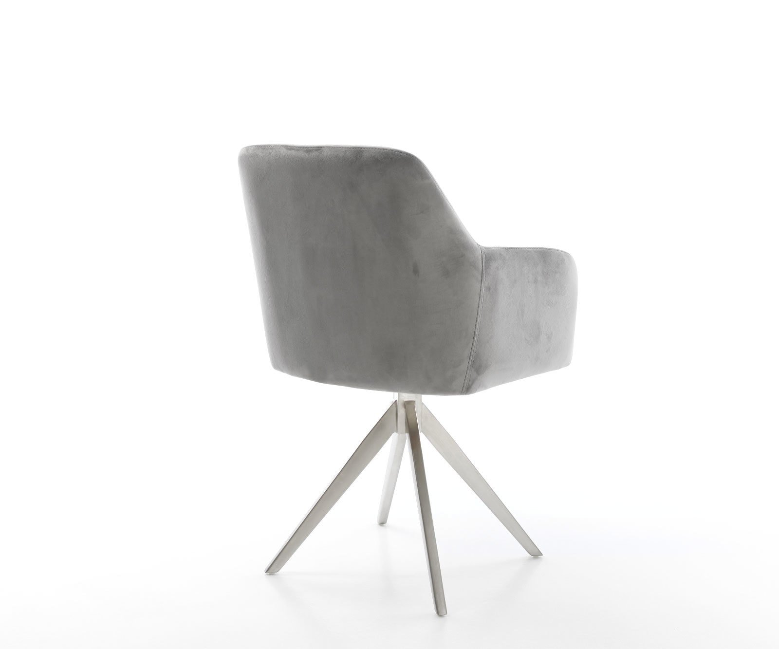 Esszimmerstuhl Greg-Flex Samt Grau Kreuzgestell kantig Edelstahl Taschenfederkern 4 Esszimmerstuhl Greg-Flex Samt Grau Kreuzgestell kantig Edelstahl Taschenfederkern 4