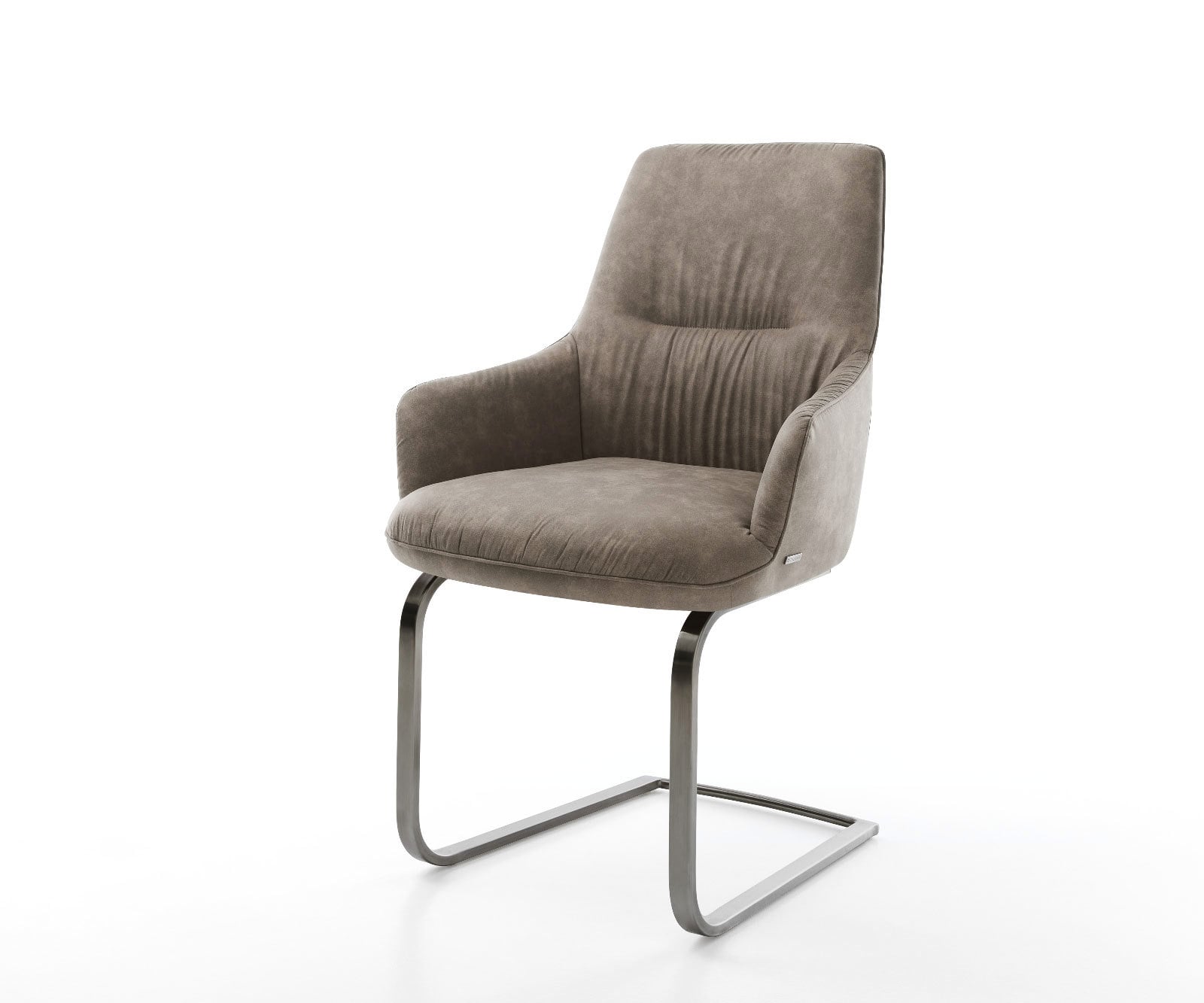 Freischwinger Zelia-Flex mit Armlehnen Mikrofaser Taupe Vintage Freischwinger flach Graphit Taschenfederkern 1