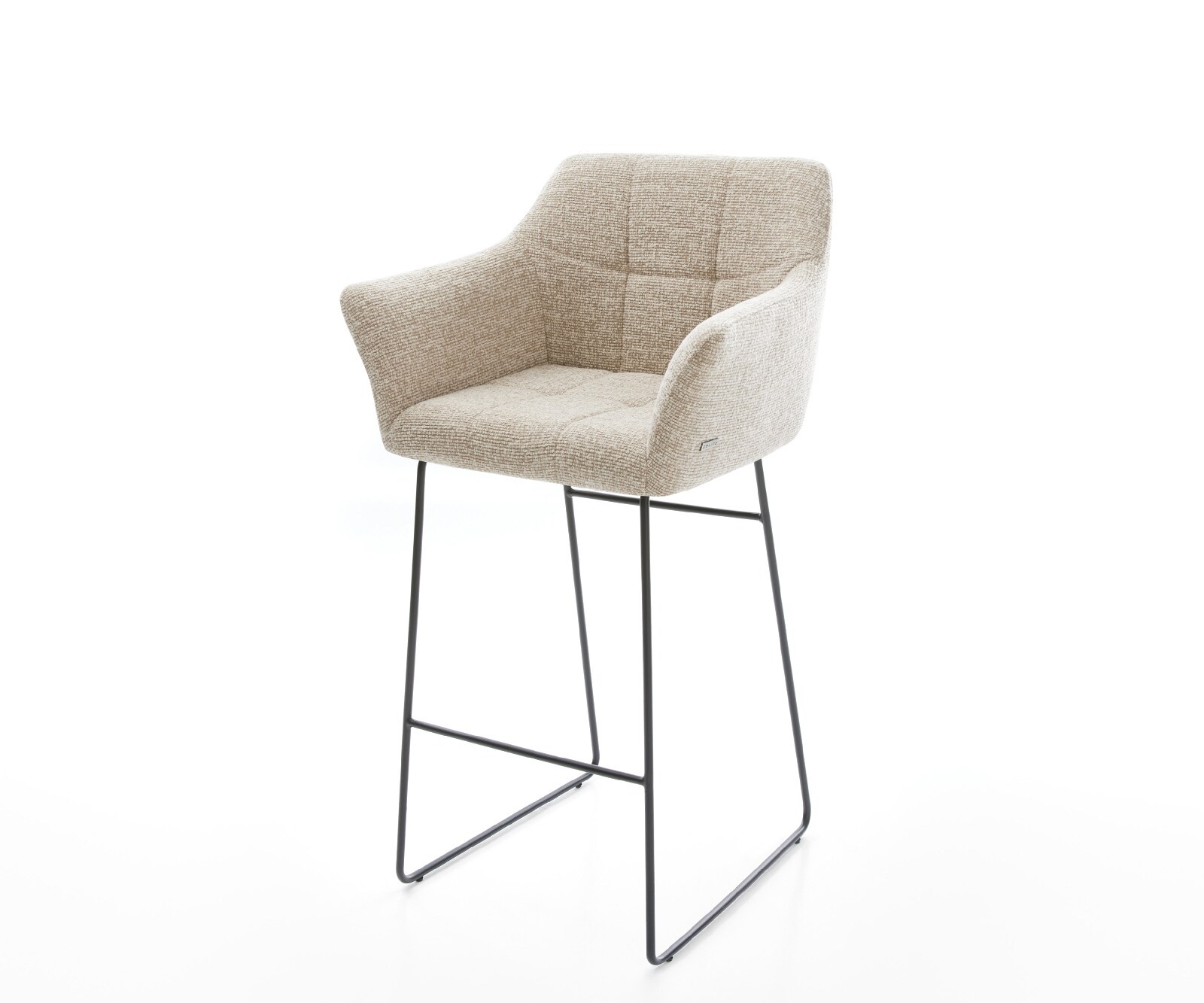 Barstuhl Yulo-Flex Webstoff Soft Beige Kufengestell Metall Schwarz 1