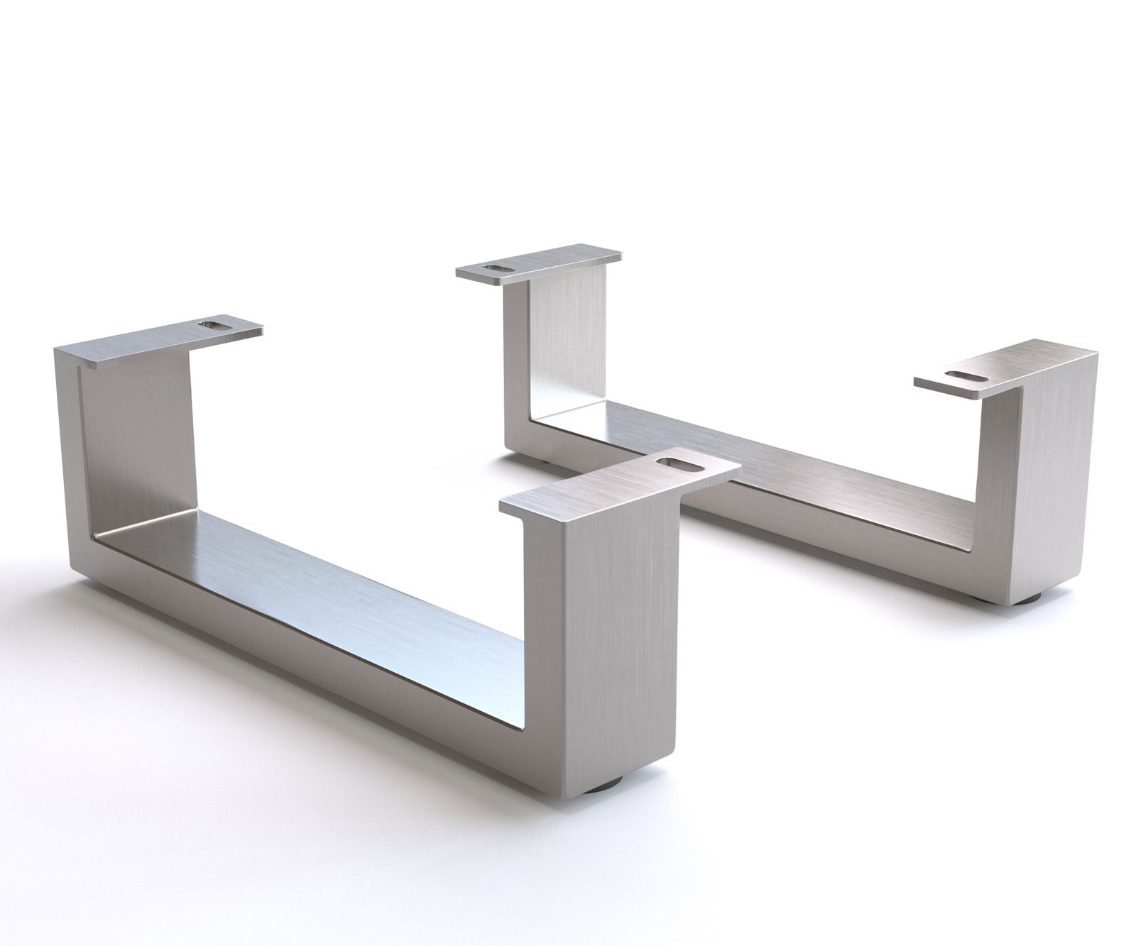 Fuß Kufe 12,5 cm Edelstahl gebürstet für Kastenmöbel der Tiefe 45 cm (2er Set)