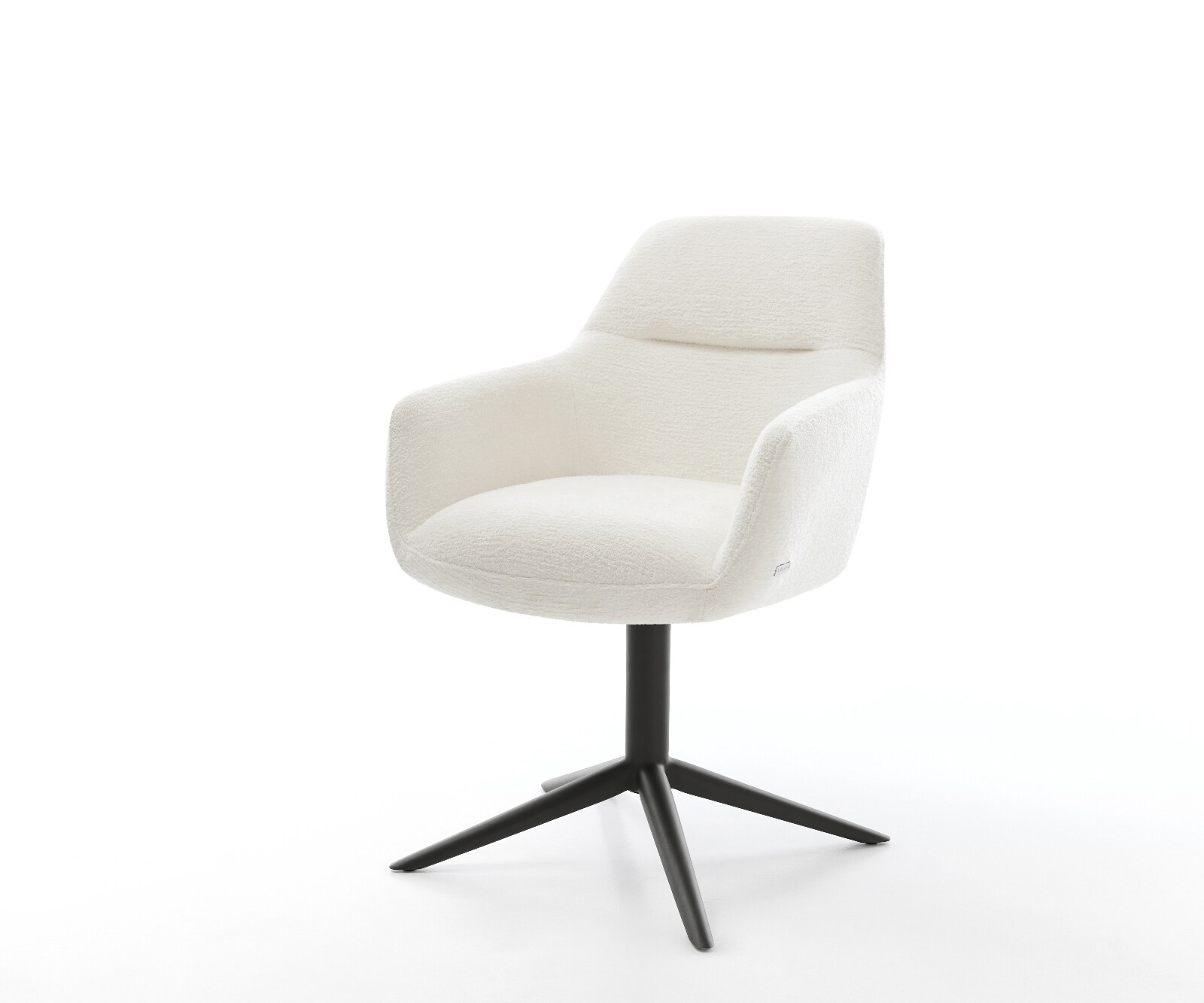 Drehstuhl Pejo-Flex Bouclé Soft Beige Fußkreuz Schwarz 360° drehbar Wippfun günstig online kaufen