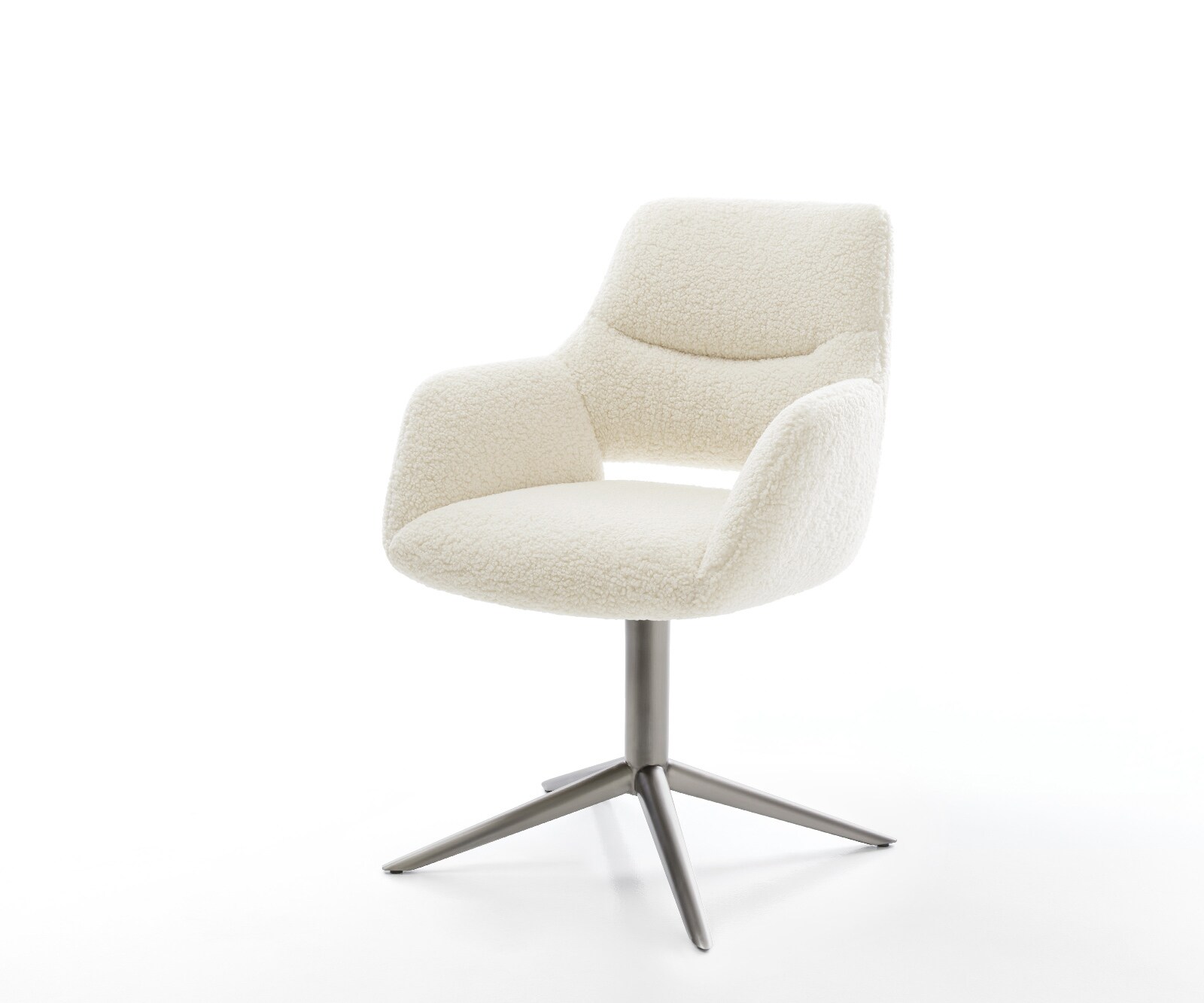 Drehstuhl Yago-Flex mit Armlehnen Teddystoff Beige Fußkreuz Graphit 360° dr günstig online kaufen