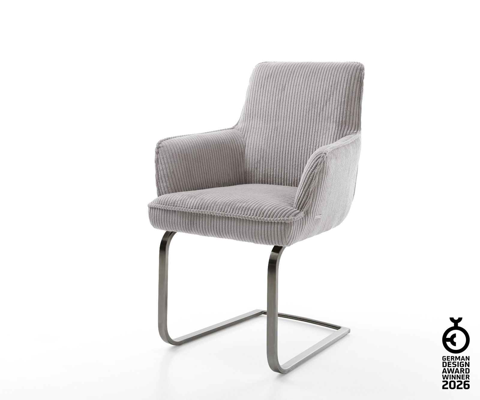 Freischwinger Heira-Flex mit Armlehnen Cord Silbergrau Freischwinger flach Graphit Taschenfederkern