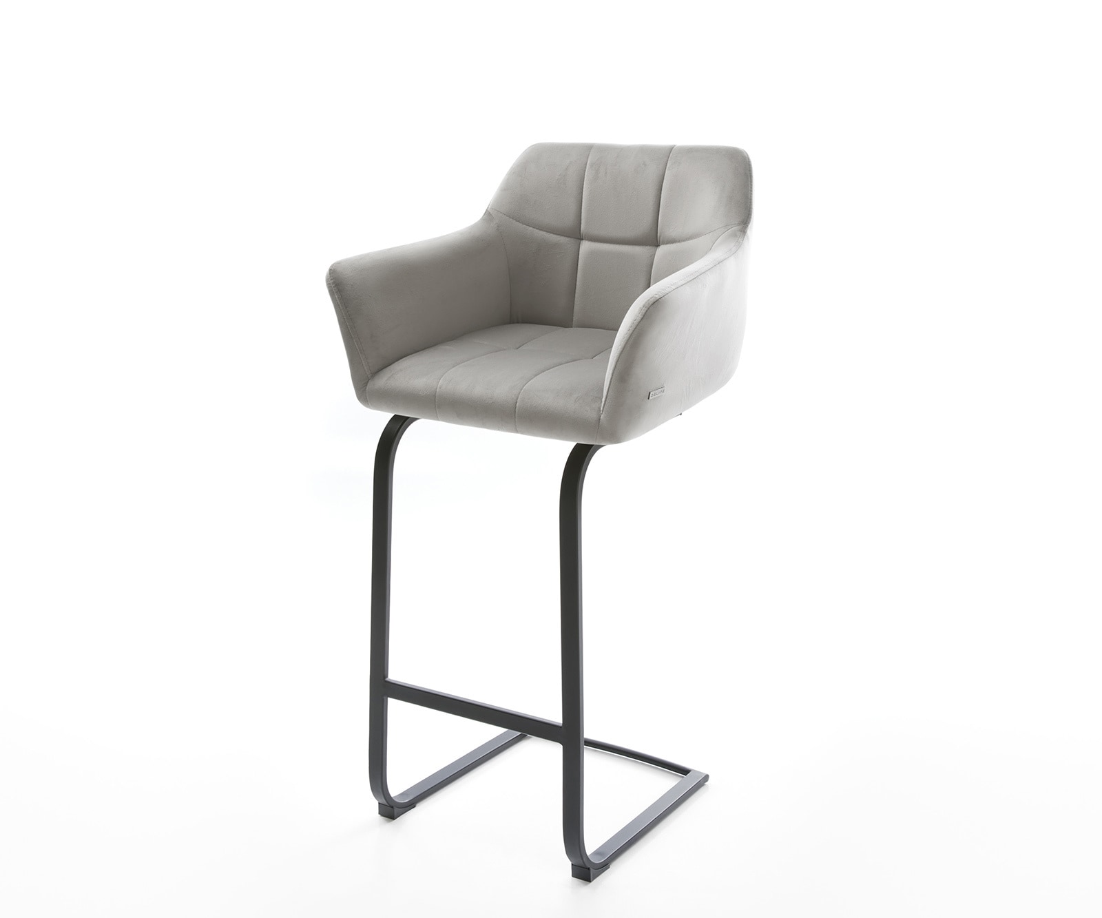 Barstuhl Yulo-Flex Samt Grau Freischwinger flach Metall 1