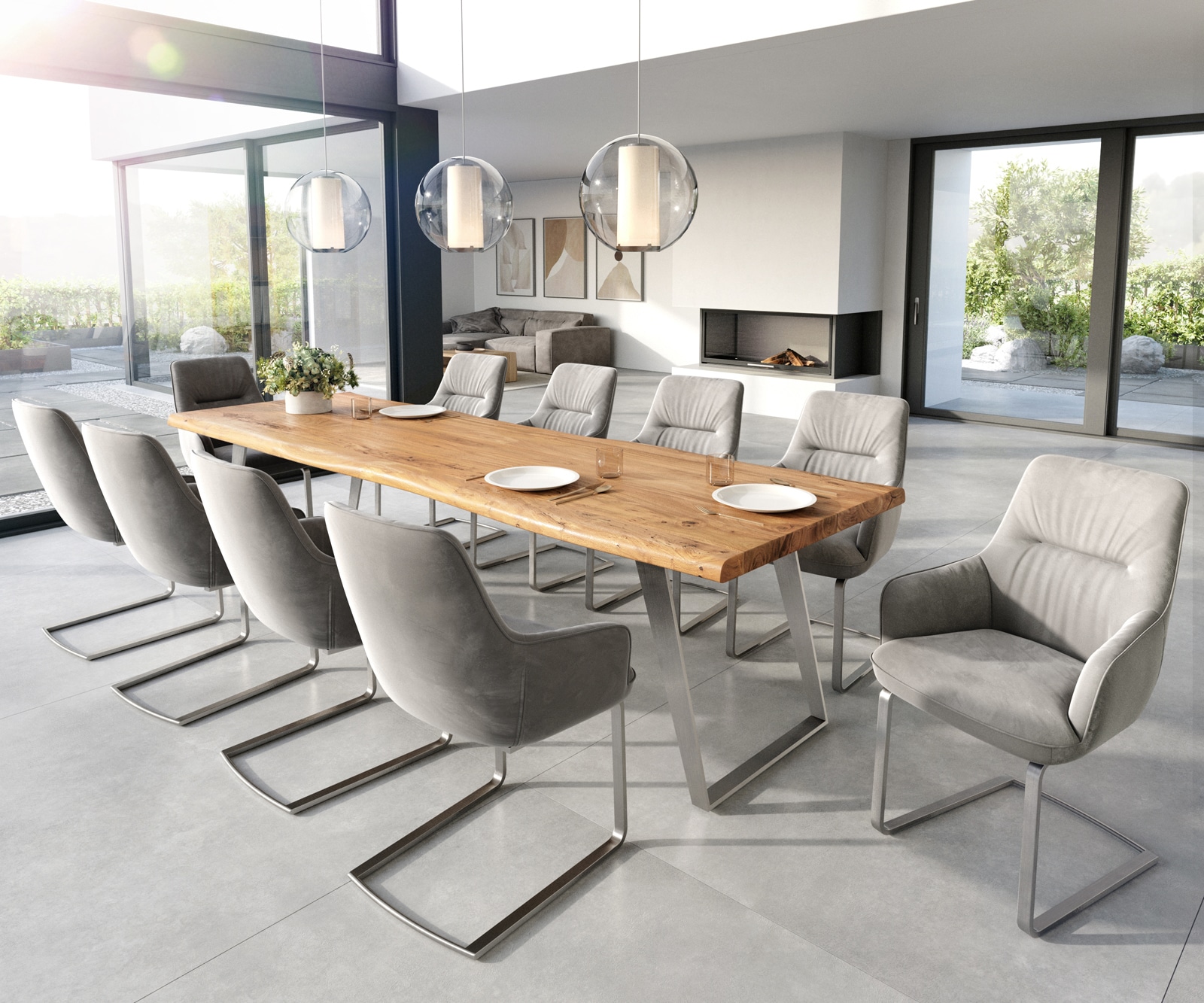 Freischwinger Zelia-Flex mit Armlehnen Samt Grau Freischwinger flach Edelstahl Taschenfederkern 3 Freischwinger Zelia-Flex mit Armlehnen Samt Grau Freischwinger flach Edelstahl Taschenfederkern 3