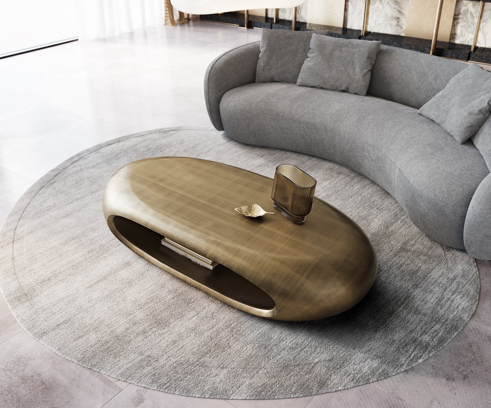 Wohnzimmertisch Sinor Metallic Gold 140x65 cm Couchtisch