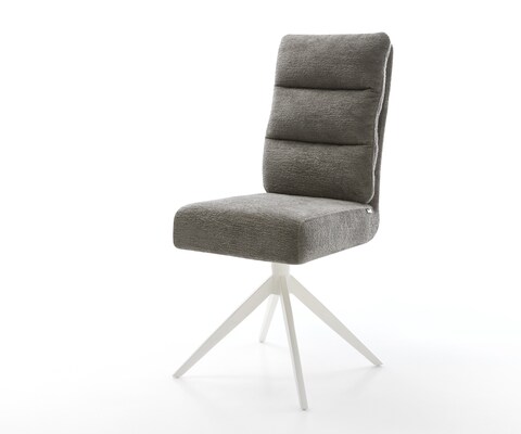 Drehstuhl Pela-Flex Bouclé Soft Schlamm Kreuzgestell breit Weiß 360° drehbar Wippfunktion Taschenfederkern