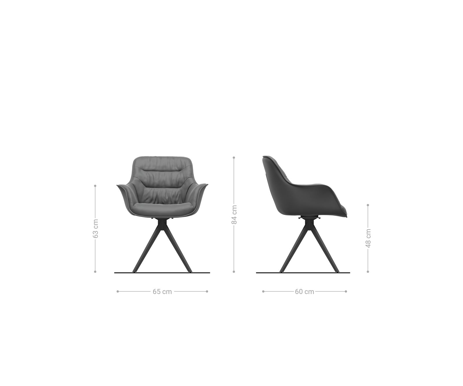 Drehstuhl Kaira-Flex Webstoff Soft Beige Kreuzgestell kantig Edelstahl 180° drehbar 6