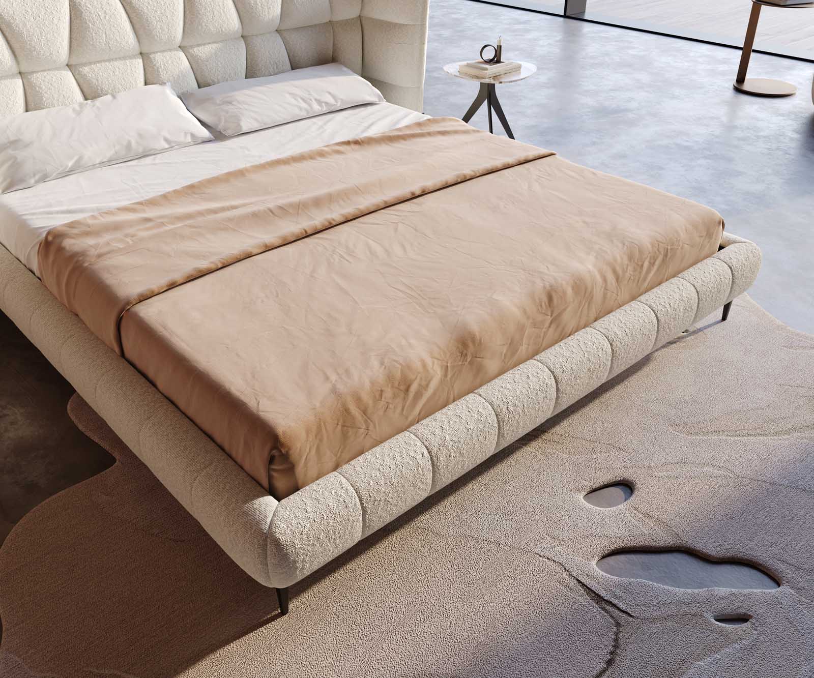 Polsterbettgestell Capujo 180x200 cm Bouclé Creme-Weiß 5