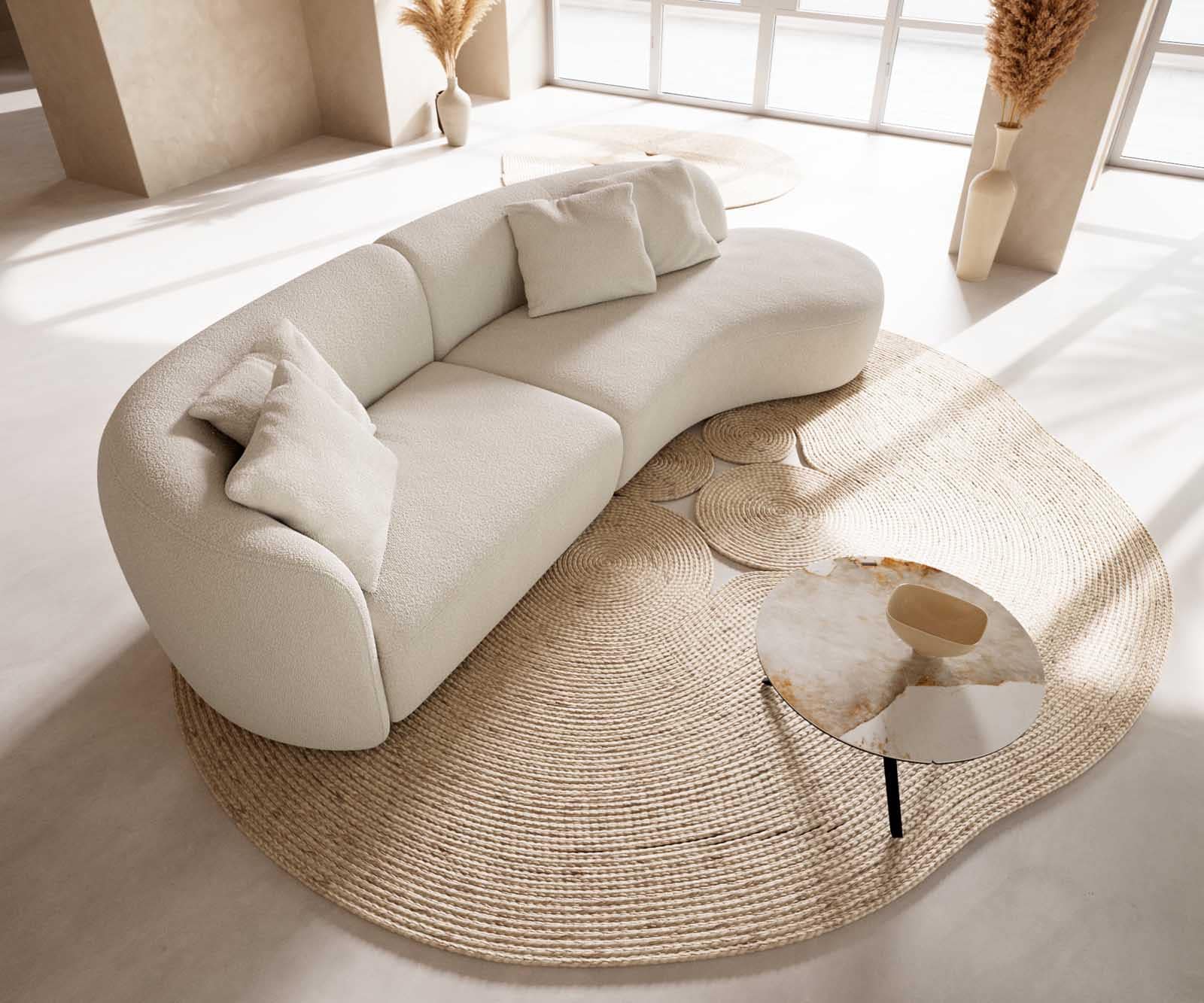 Sofa Mairi 330x160 cm Bouclé Creme-Weiß 3 Sofa Mairi 330x160 cm Bouclé Creme-Weiß 3