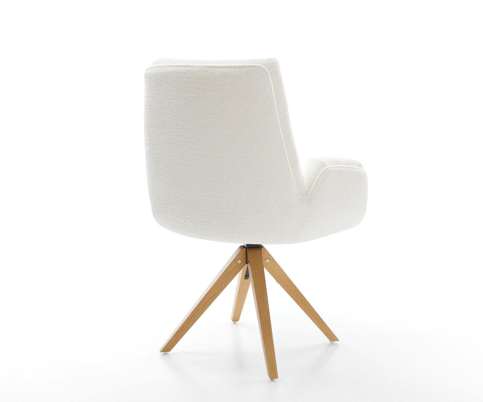 Drehstuhl Clea-Flex Bouclé Soft Beige Holzgestell kantig Natur 180° drehbar 5