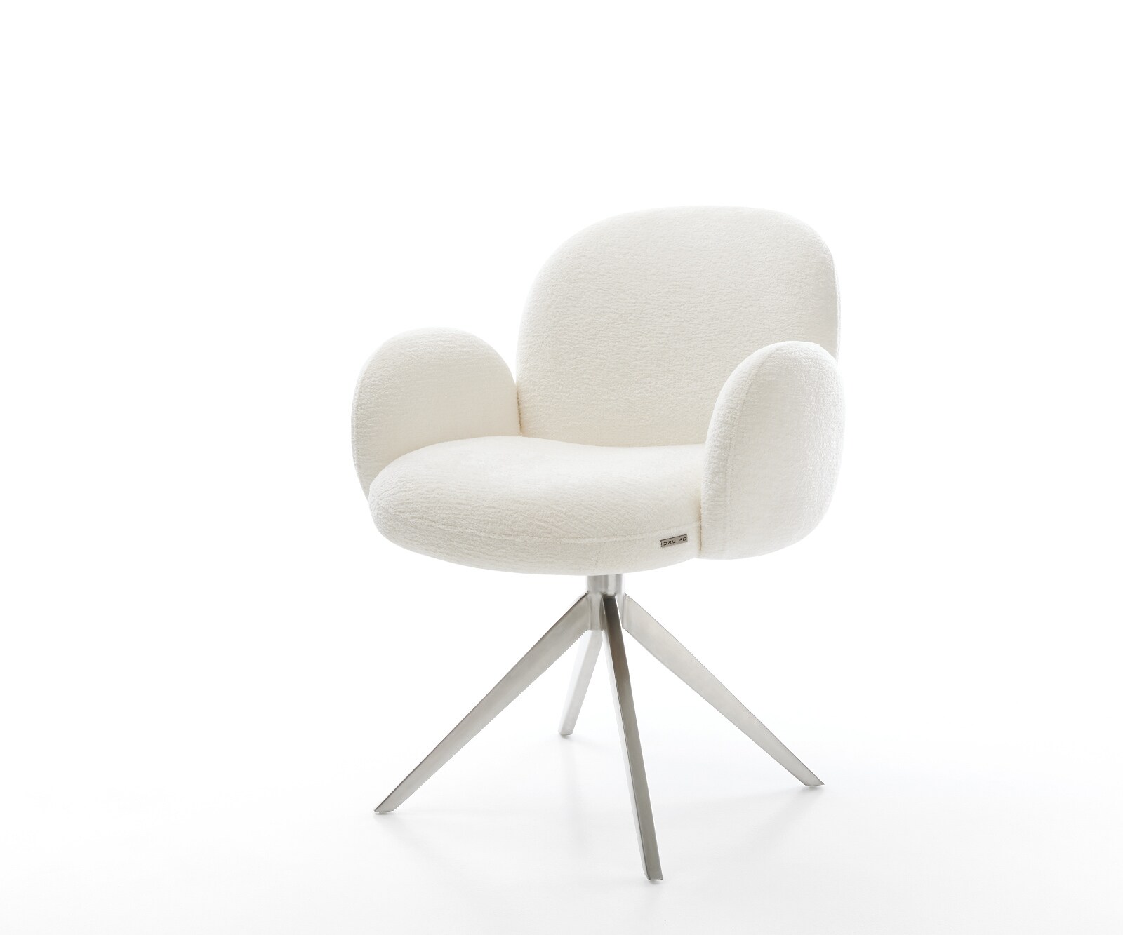 Drehstuhl Nube-Flex mit Armlehnen Bouclé Soft Beige Kreuzgestell breit Edel günstig online kaufen