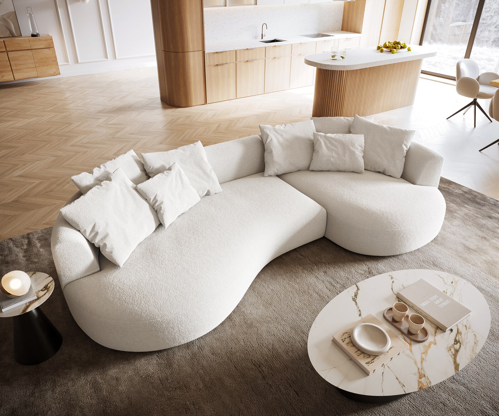 Big-Sofa Edina 330x170 cm Bouclé Soft Beige 3