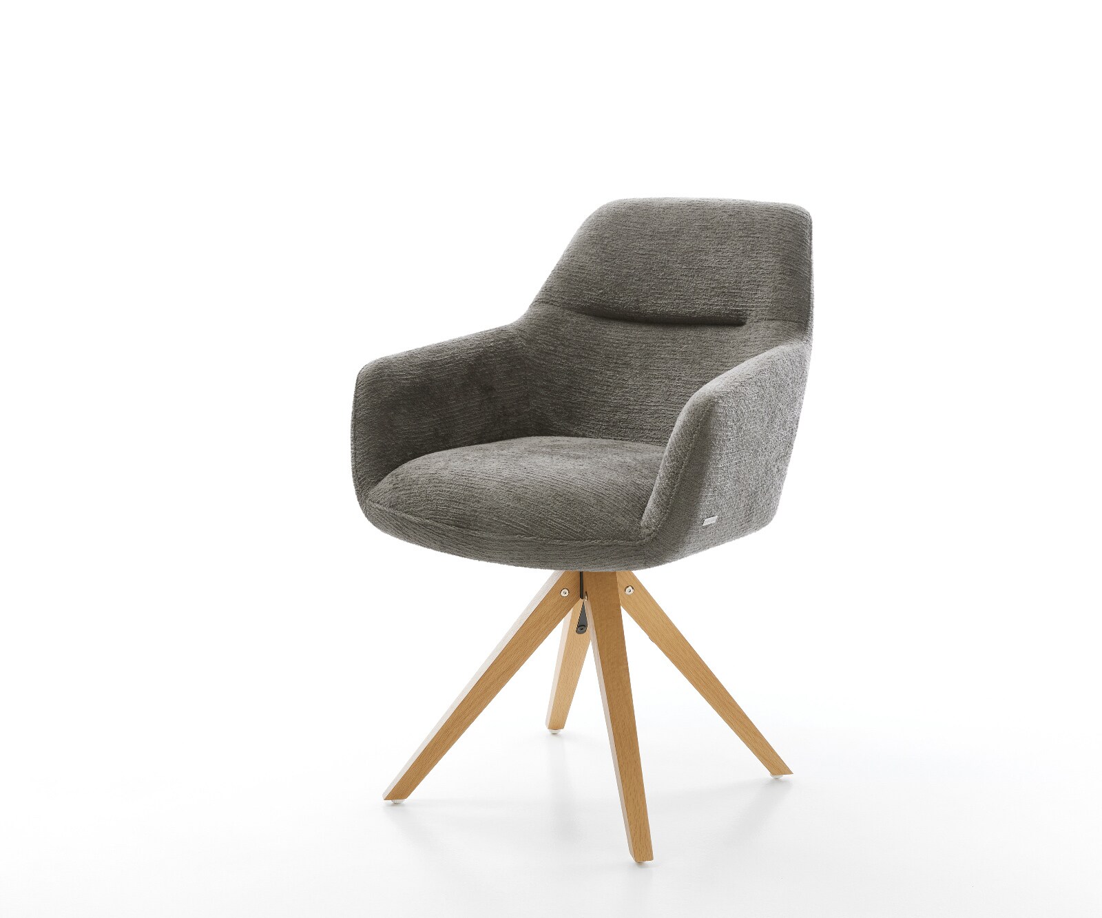 Drehstuhl Pejo-Flex Bouclé Soft Schlamm Holzgestell kantig Natur 180° drehb günstig online kaufen