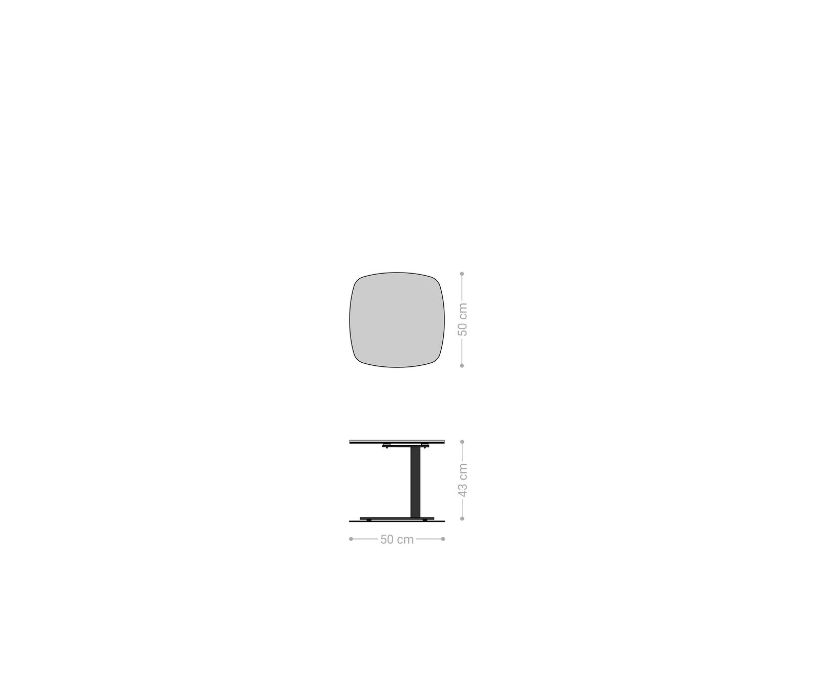 Beistelltisch Edge Boot 50x50 cm Keramik Patagonia Poliert Eleny Metall Effektfinish Titan 8